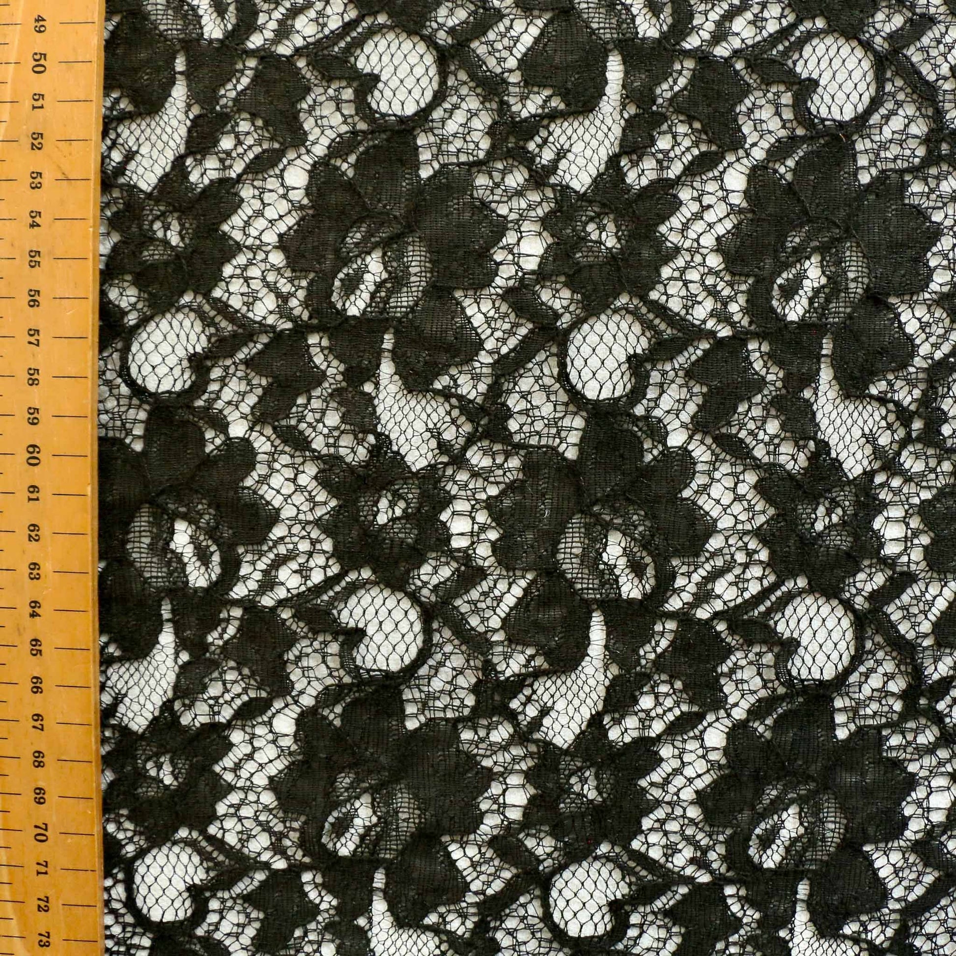 black scalloped corded lace fabric for dressmaking