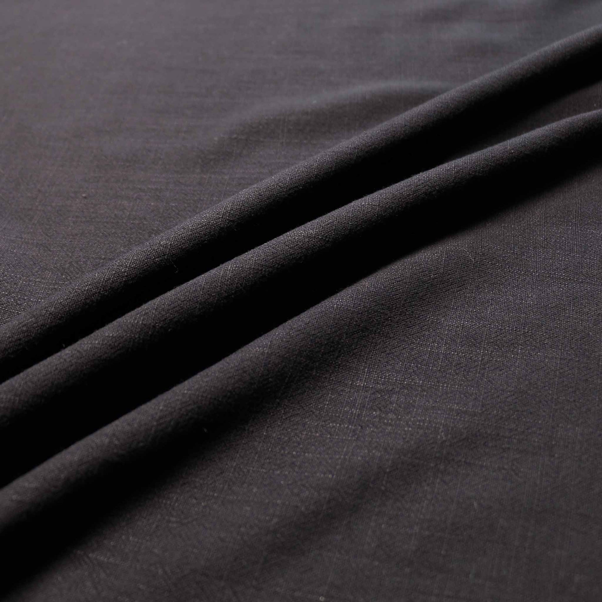 linen viscose dressmaking fabric in plain black colour