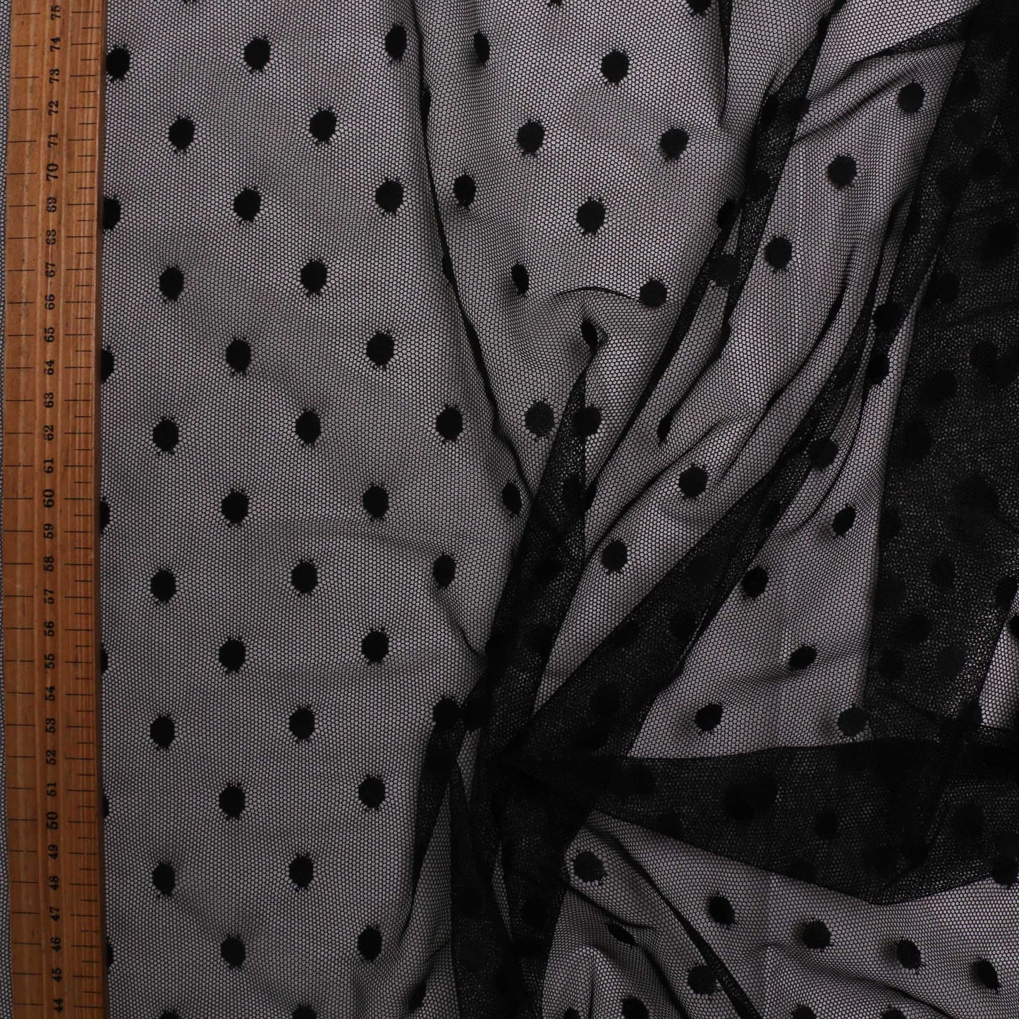 black netting mesh fabric for dressmaking polka dot pattern