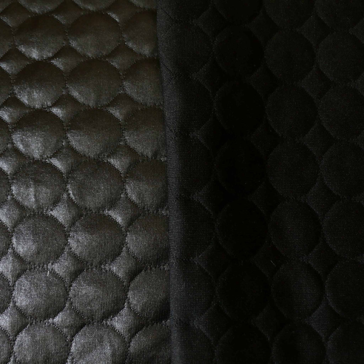 QUILTED JERSEY FABRIC Black circle design ClothControl Cloth Control