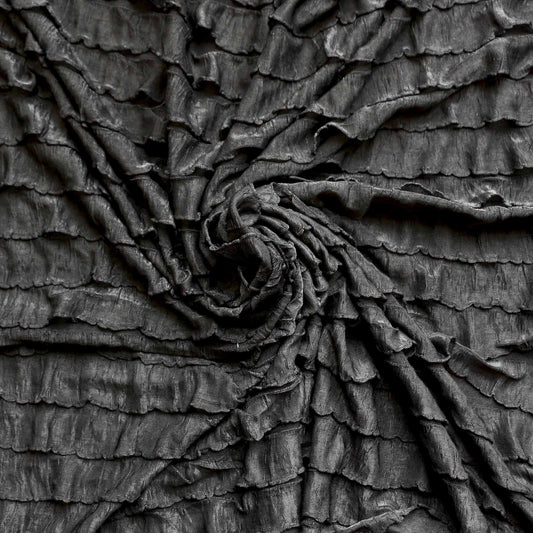 black ruffle rara frills dressmaking fabric