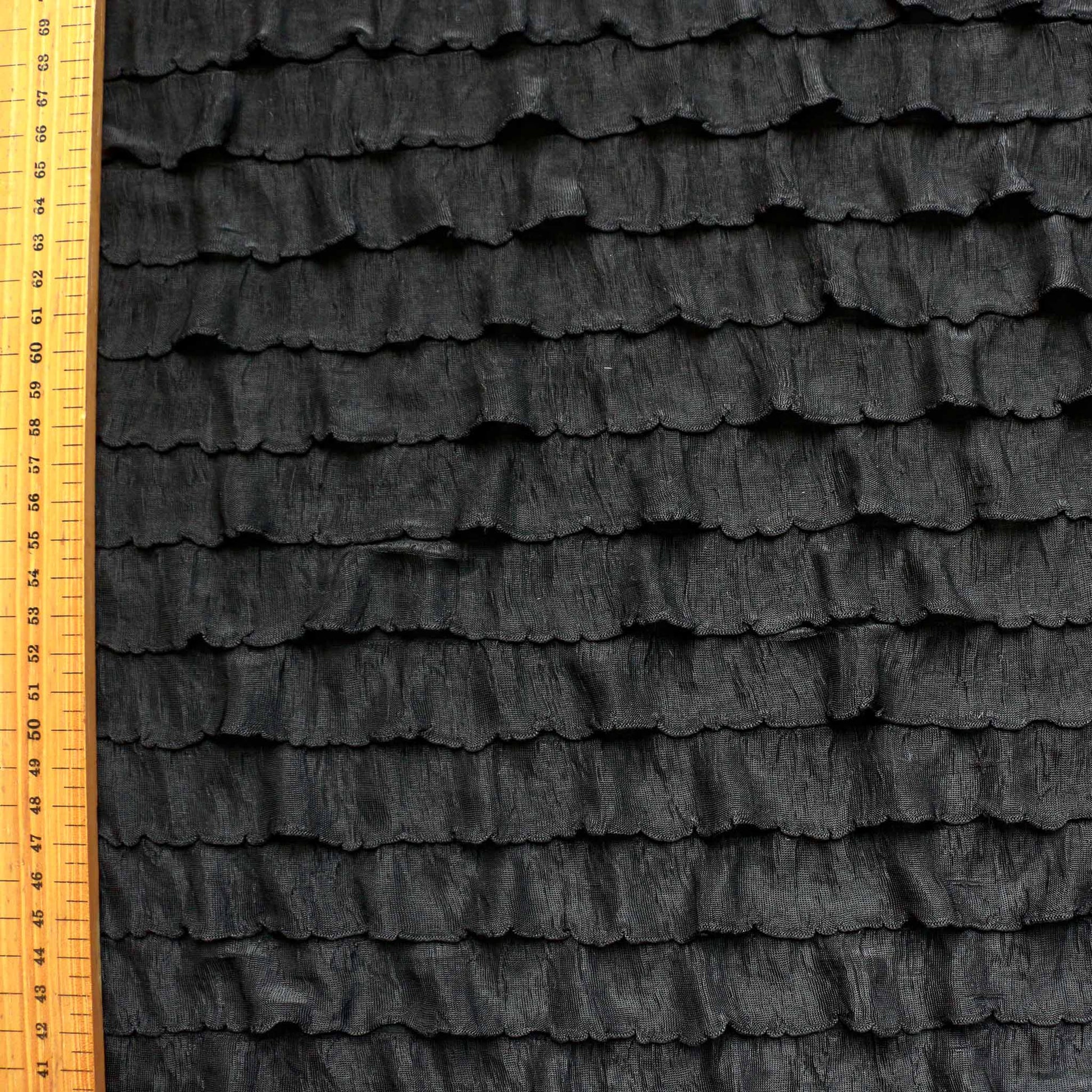 metre black ruffle rara dressmaking stretchy frilly fabric