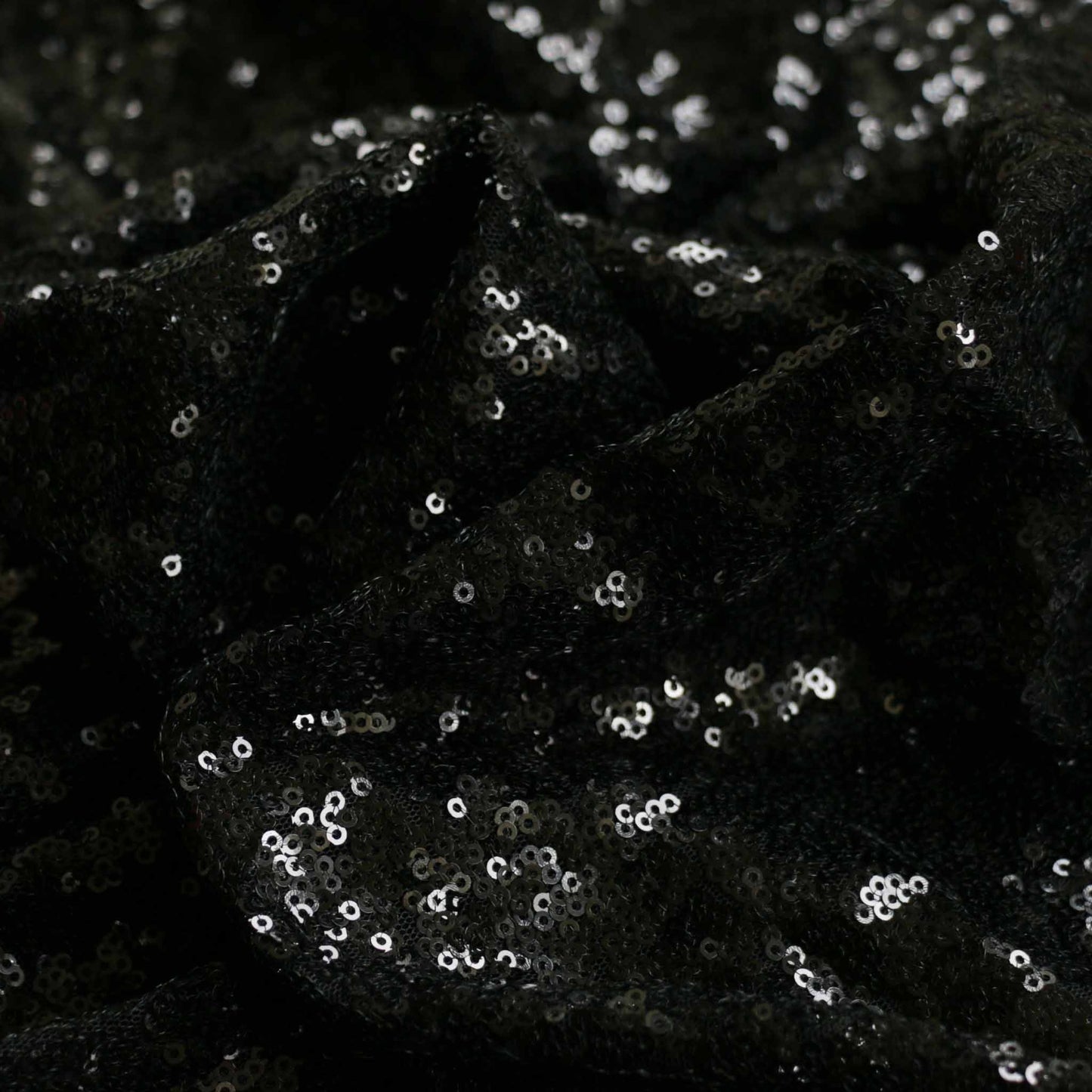 black sewn sequin mesh dressmaking fabric 3mm