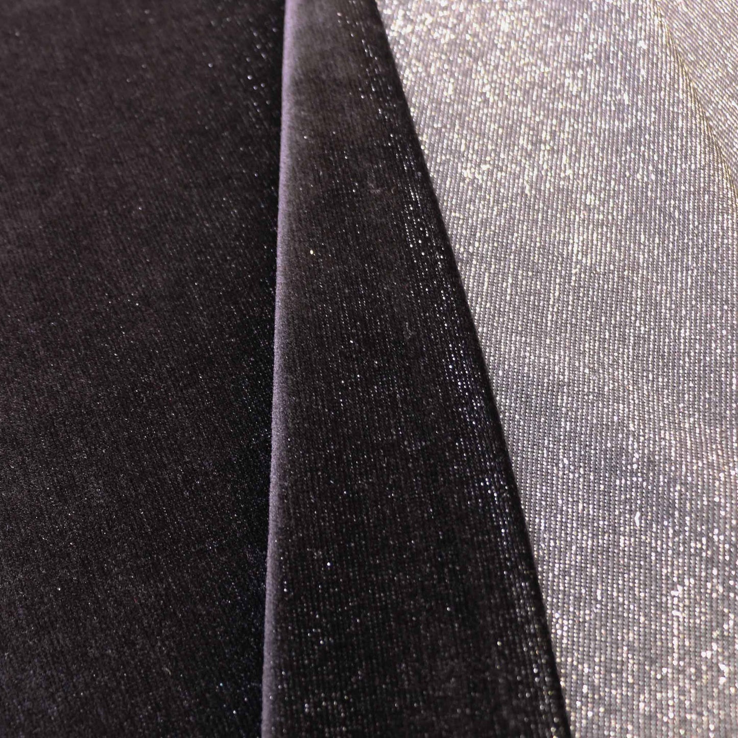 cotton velour dressmaking fabric in black and silver colour