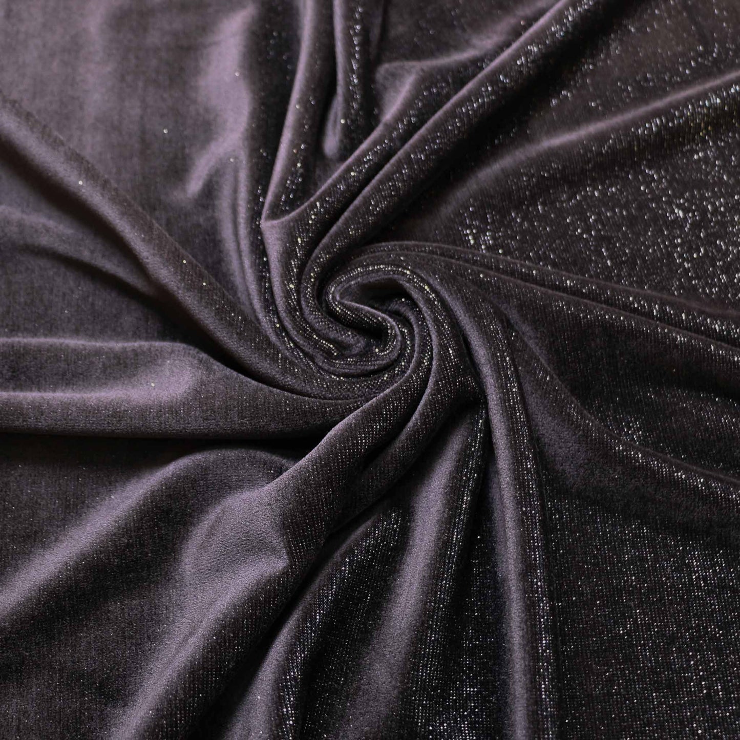 black cotton velour stretchy dressmaking fabric with silver reversible side