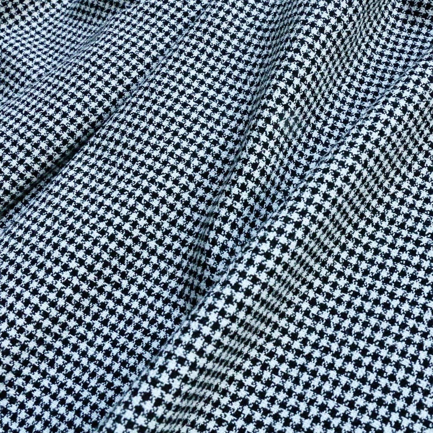 viscose crepe dressmaking fabric with black and white check design