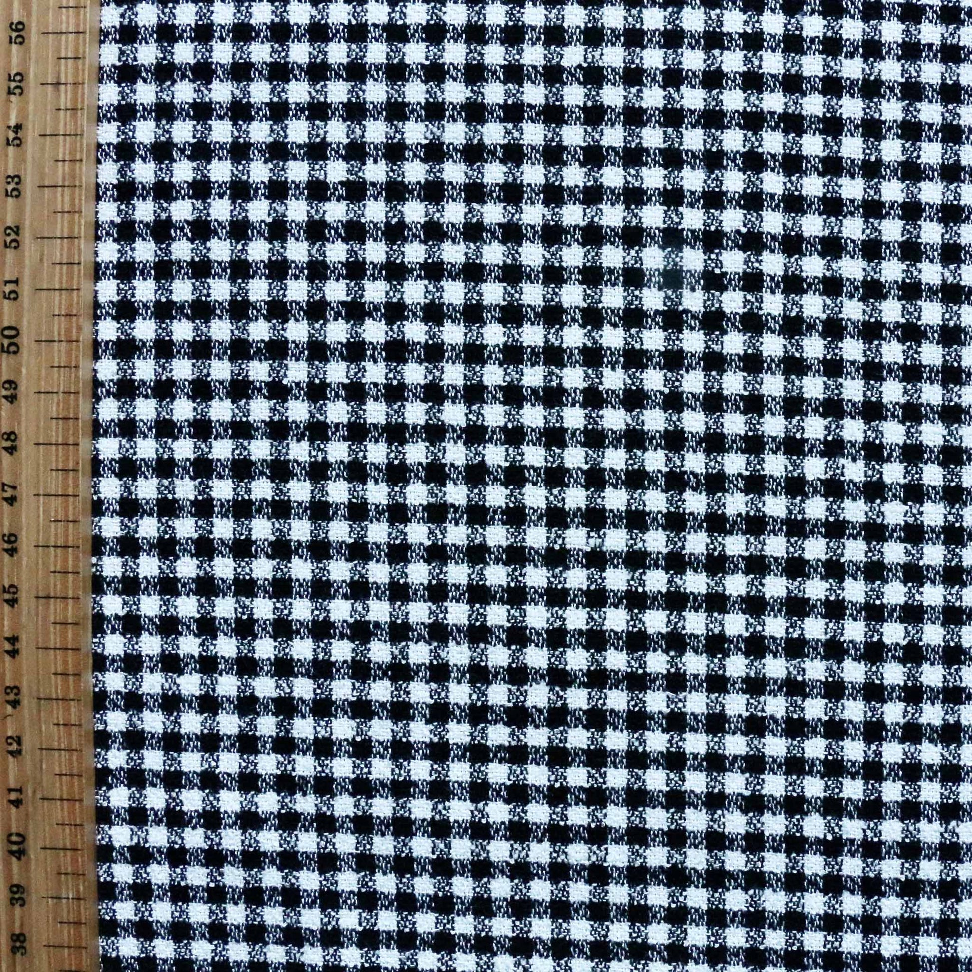 metre check viscose crepe fabric for dressmaking in black and white