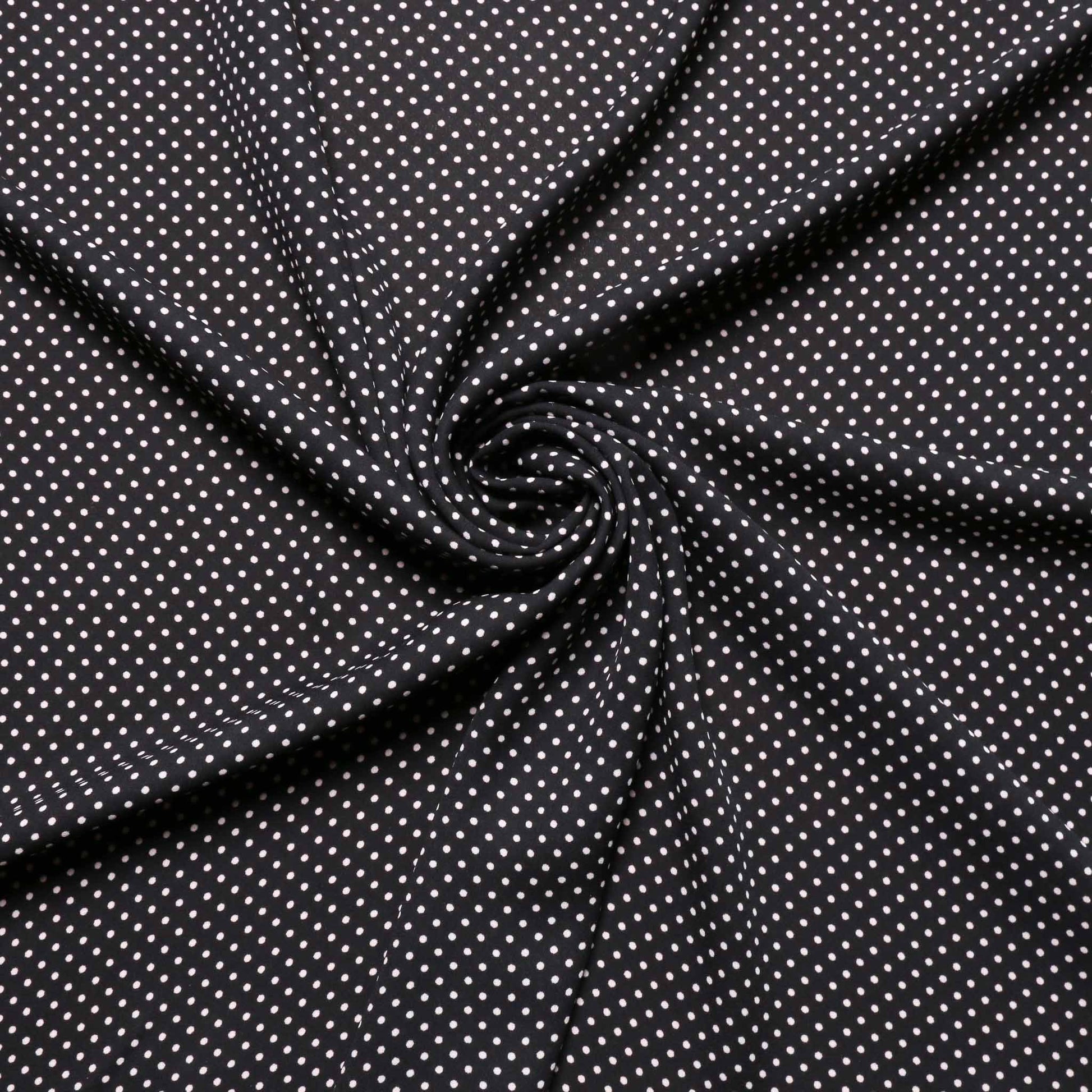 black and white polka dot georgette dressmaking fabric for sale