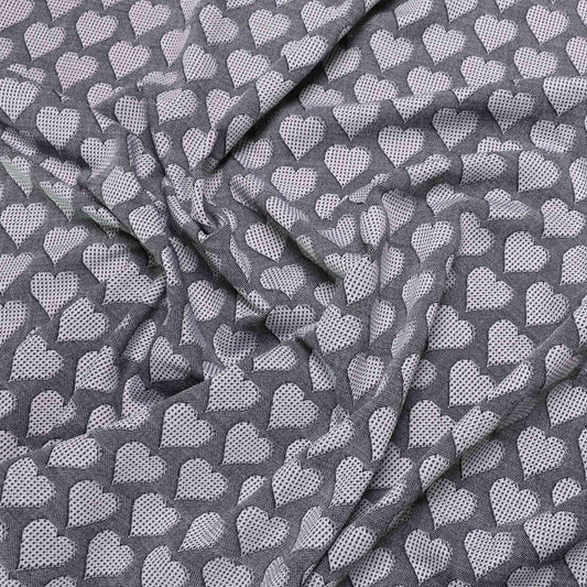 monochrome love heart printed jersey dress fabric