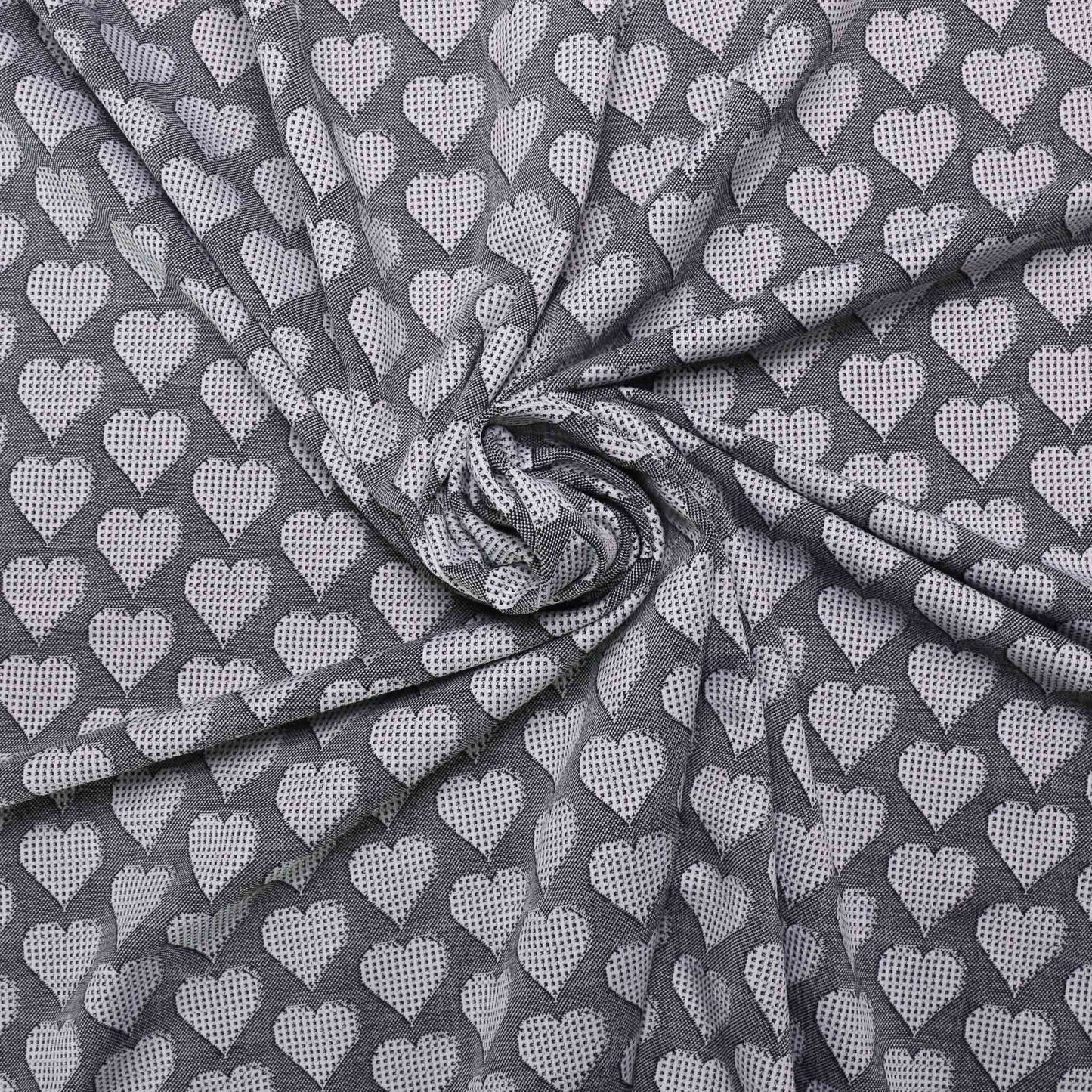 monochrome love heart jersey dressmaking fabric