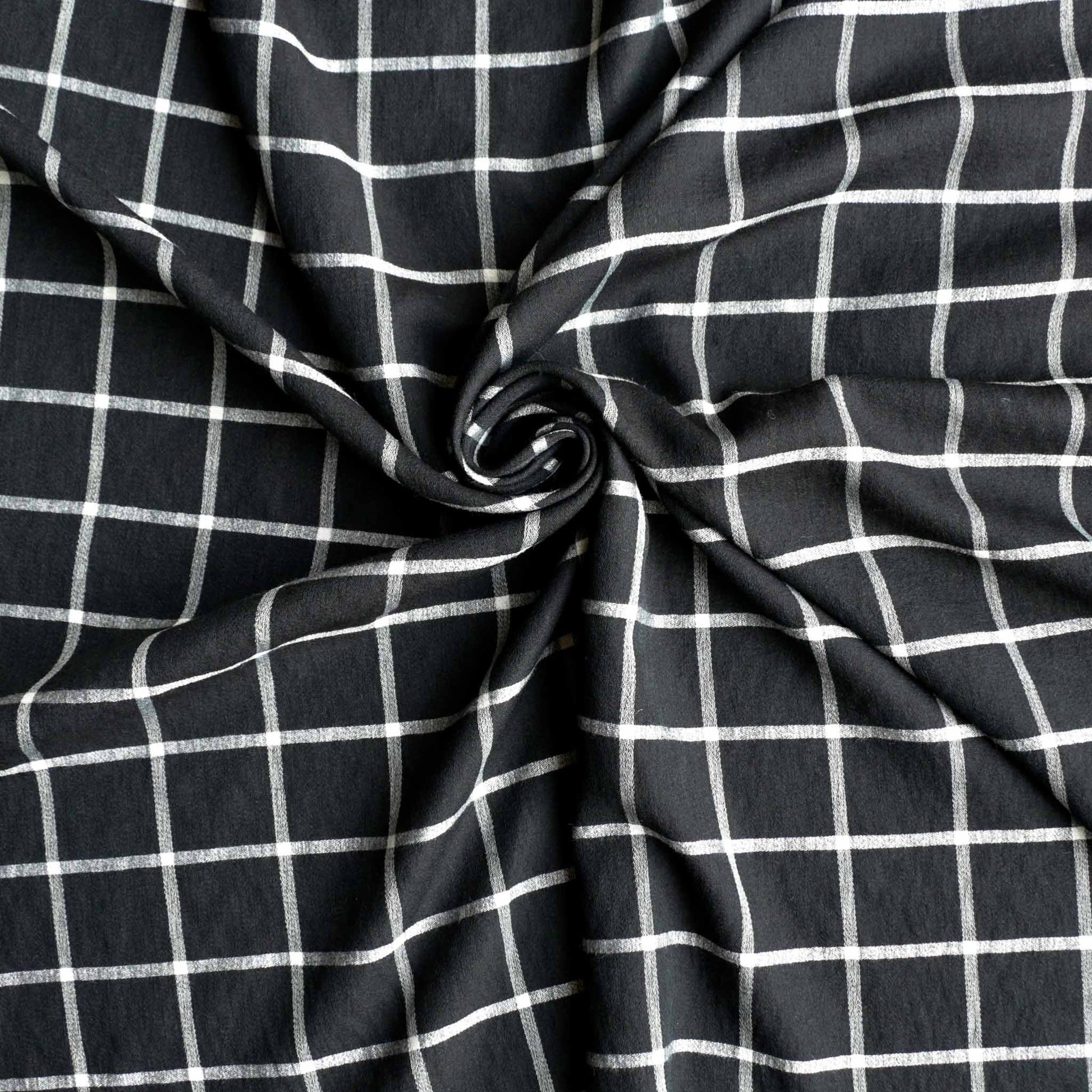 black and white check pattern viscose rayon dressmaking fabric