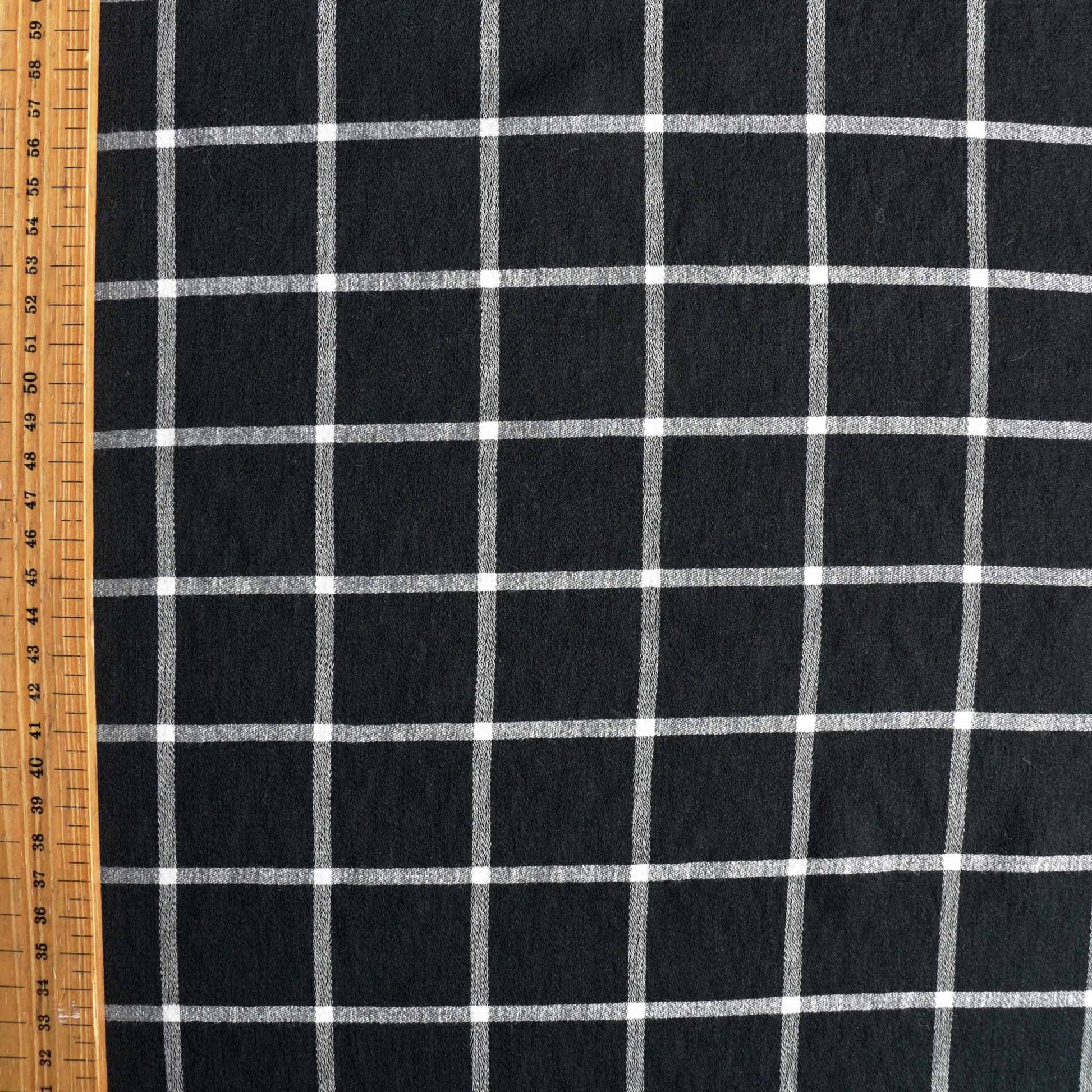 metre viscose rayon lawn dressmaking fabric with black and white check pattern