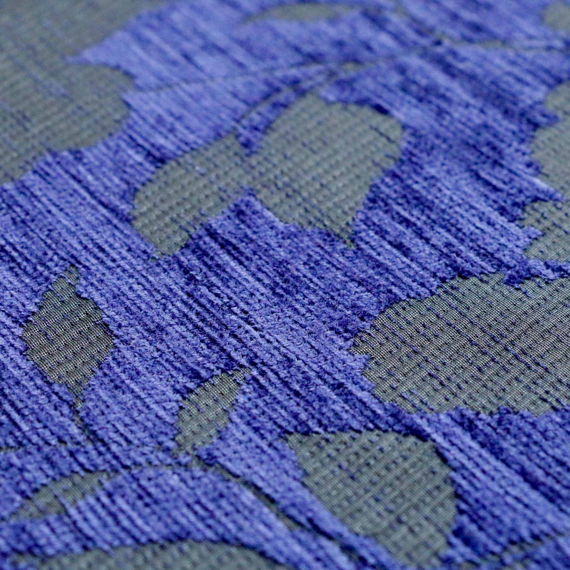 blue and black Chenille Jacquard velvet upholstery fabric with flower design