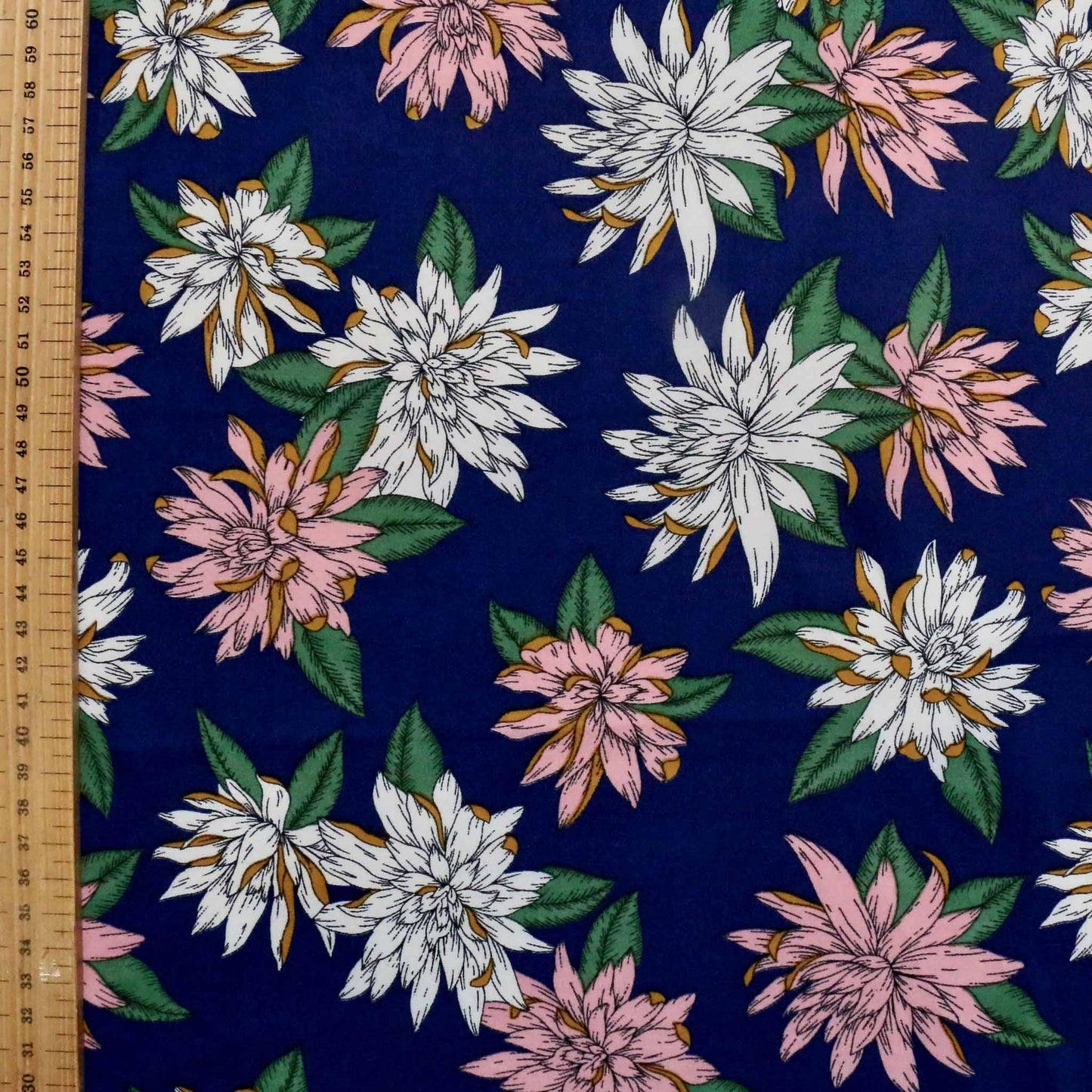 metre blue floral printed chiffon polyester dressmaking fabric with pink and blue print