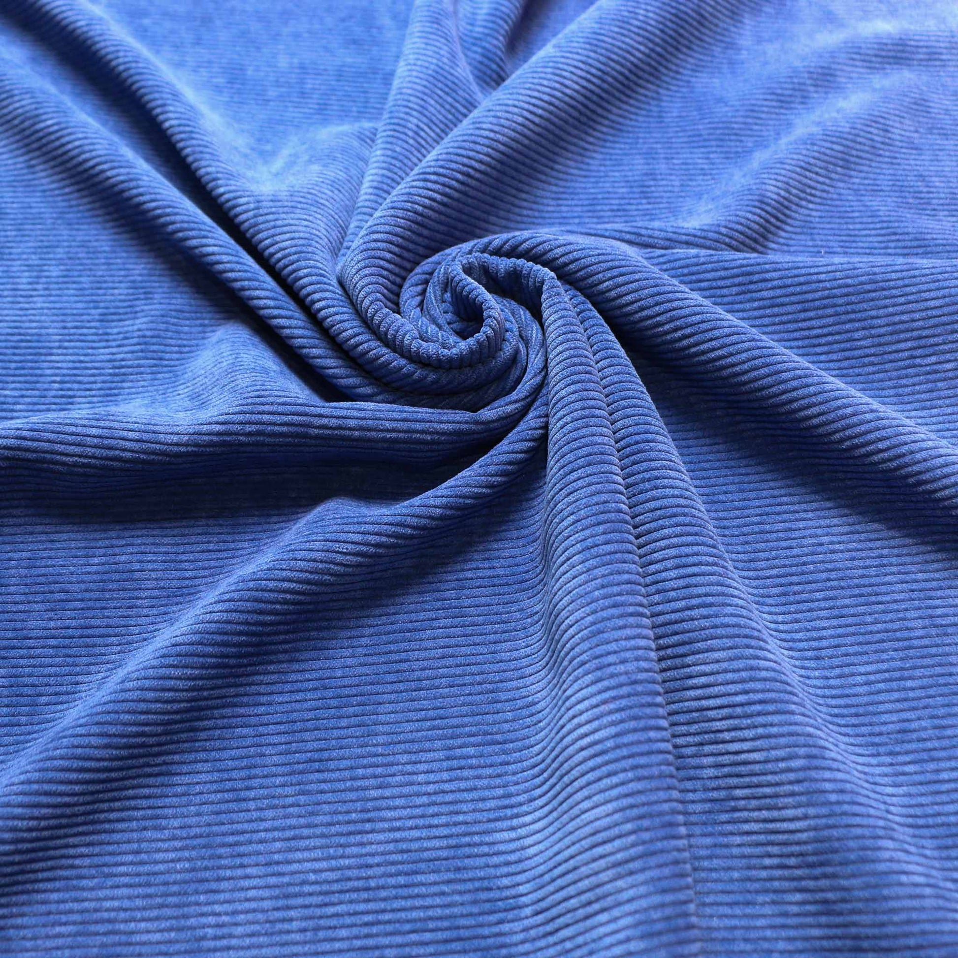 8 wale jumbo corduroy dressmaking fabric in blue colour