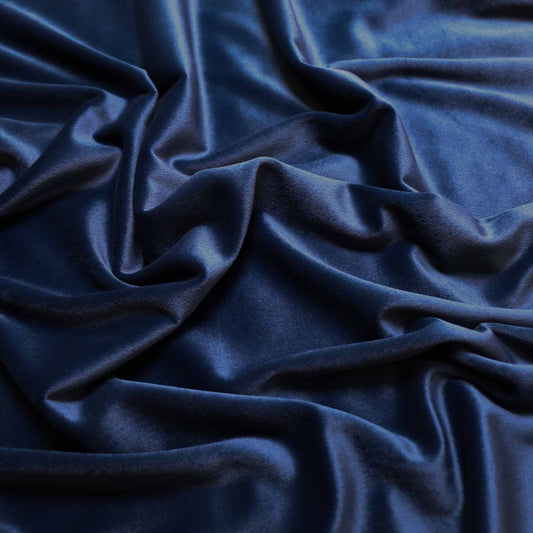blue colour cotton velour dressmaking fabric