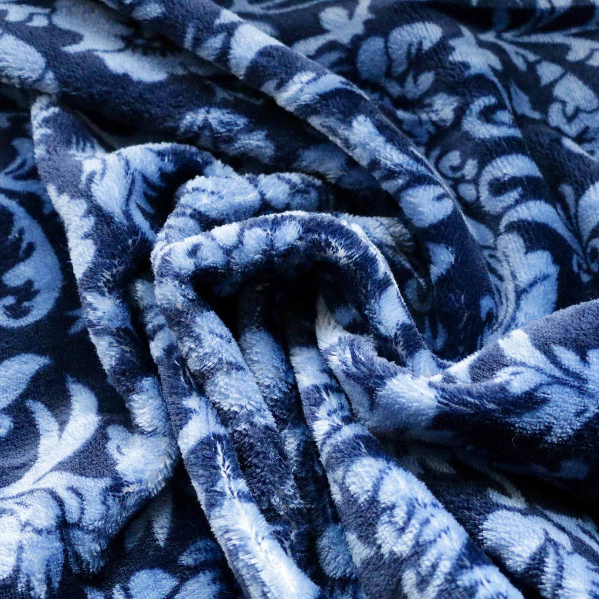classical printed blue fleece dressmaking fabric