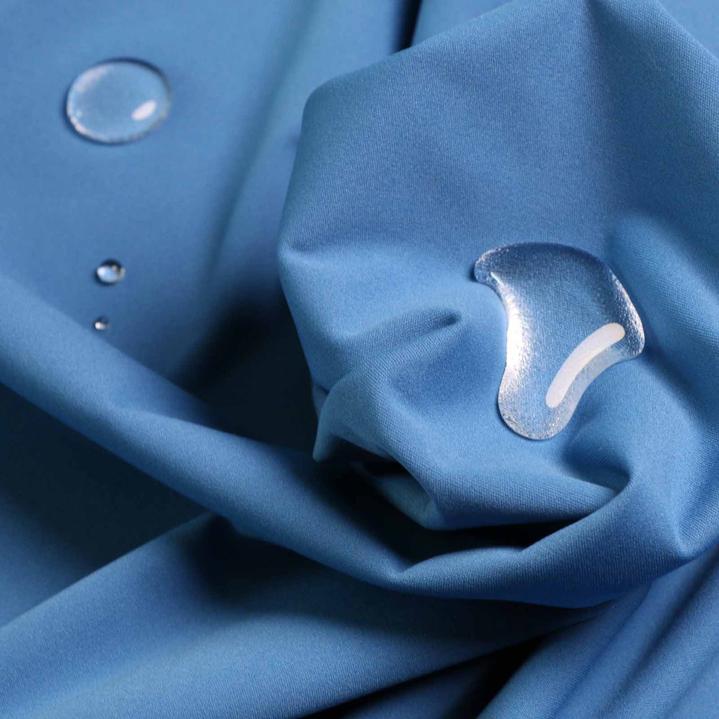 plain blue waterproof jersey stretch dress fabric