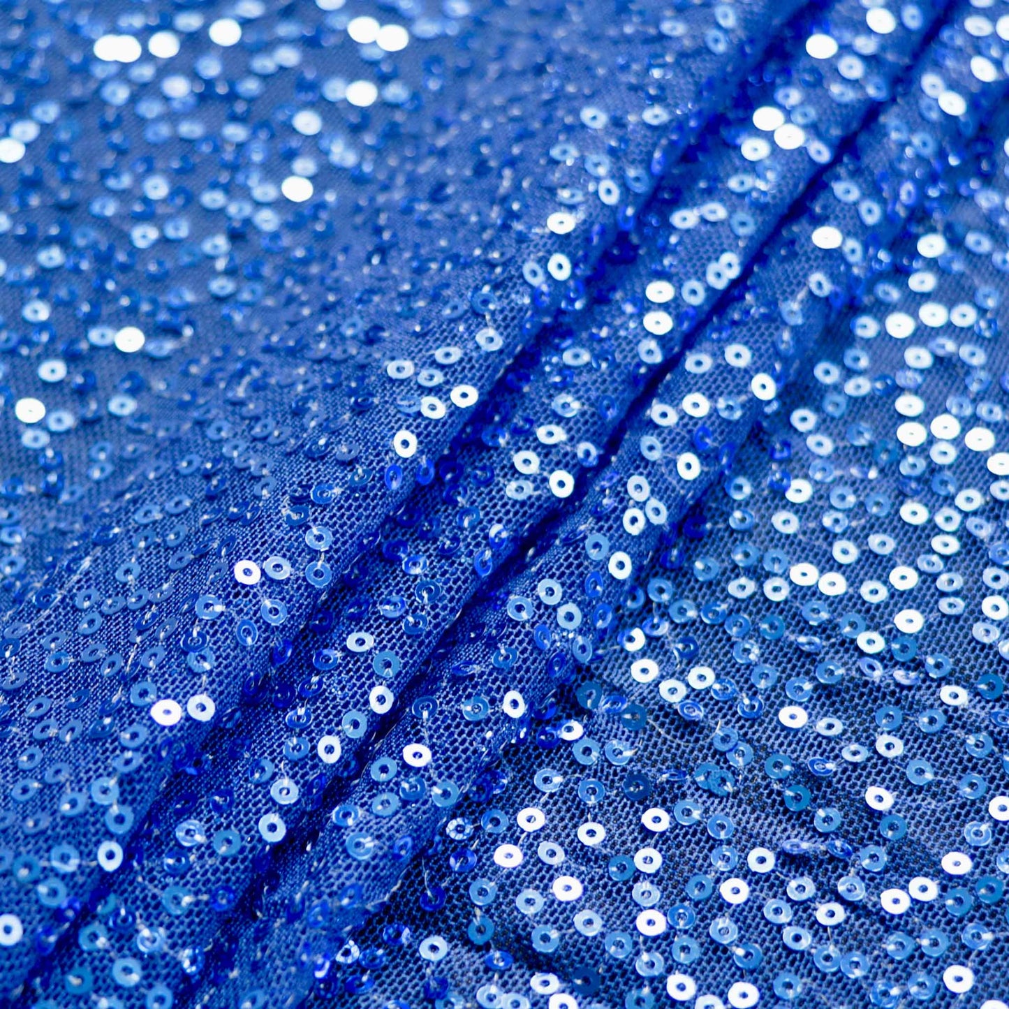sewn blue sequin mesh fabric for dressmaking