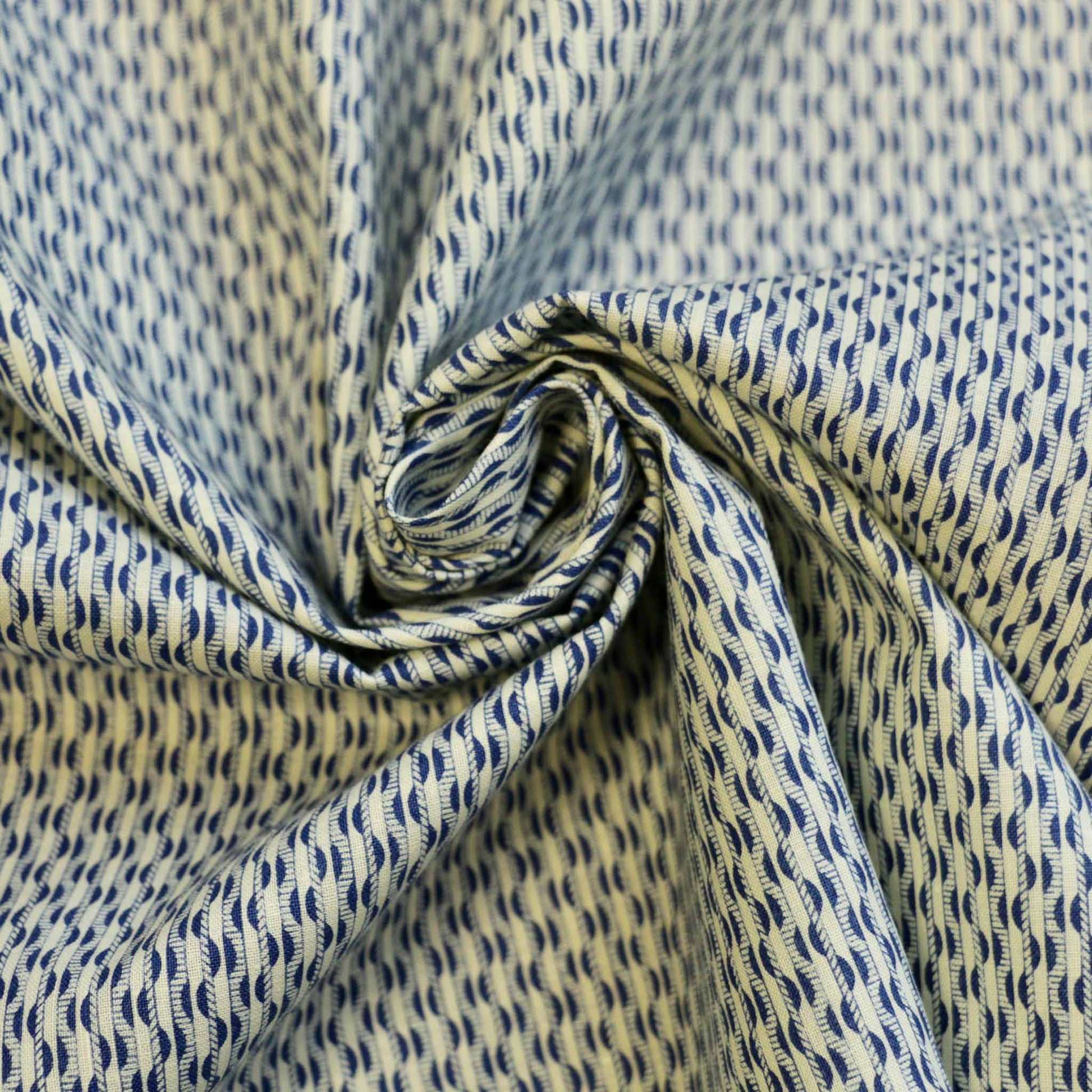 eco vintage cotton poplin dressmaking fabric with retro stripe pattern
