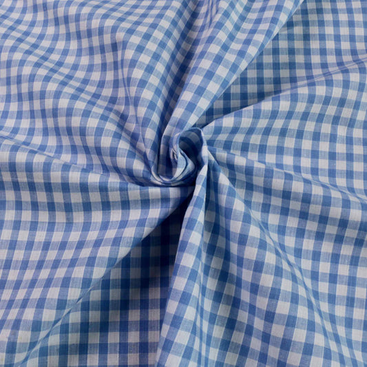 retro vintage cotton deadstock fabric with blue and white gingham for sustainable eco dressmaking