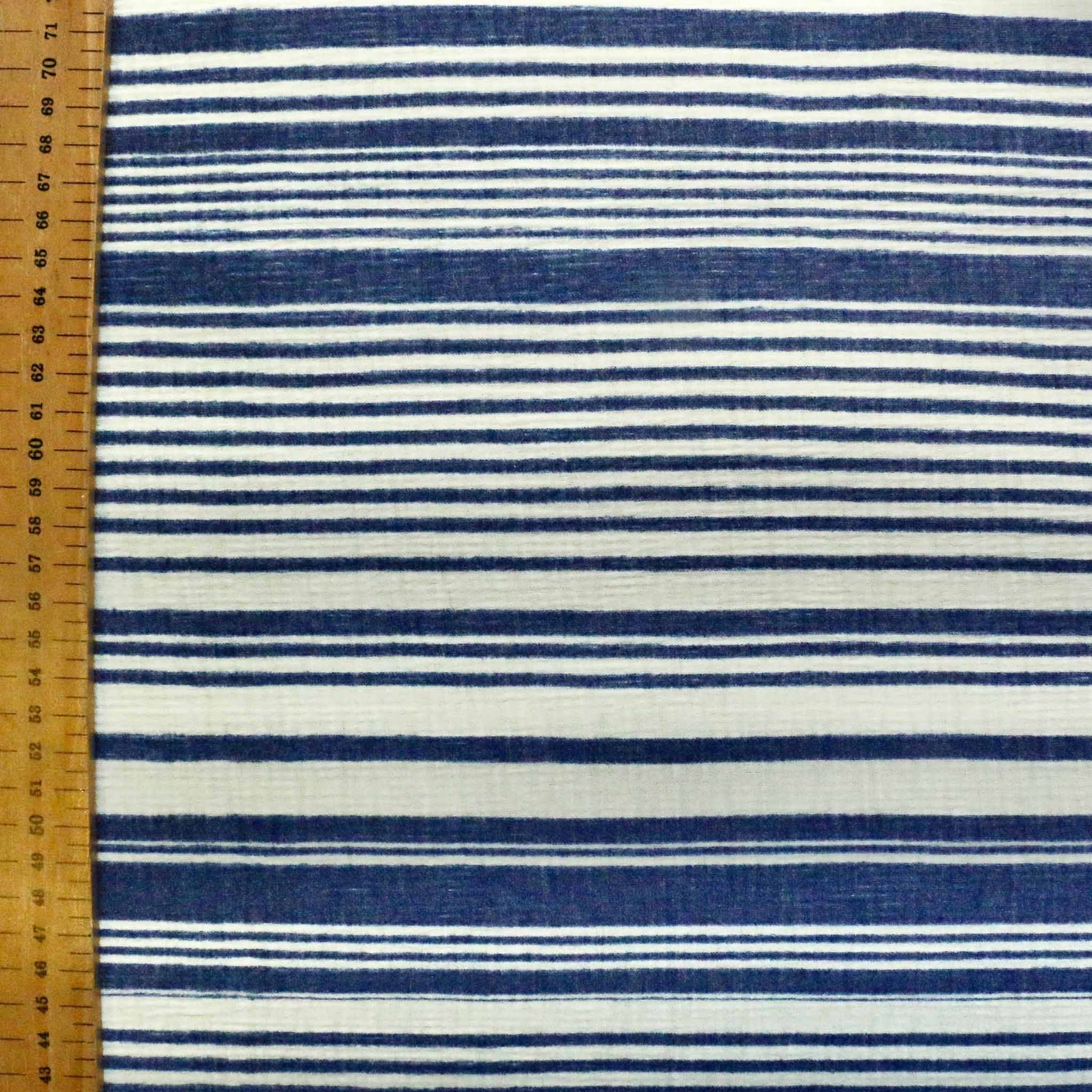 metre stretchy jersey knit viscose dressmaking fabric in blue and white with striped pattern