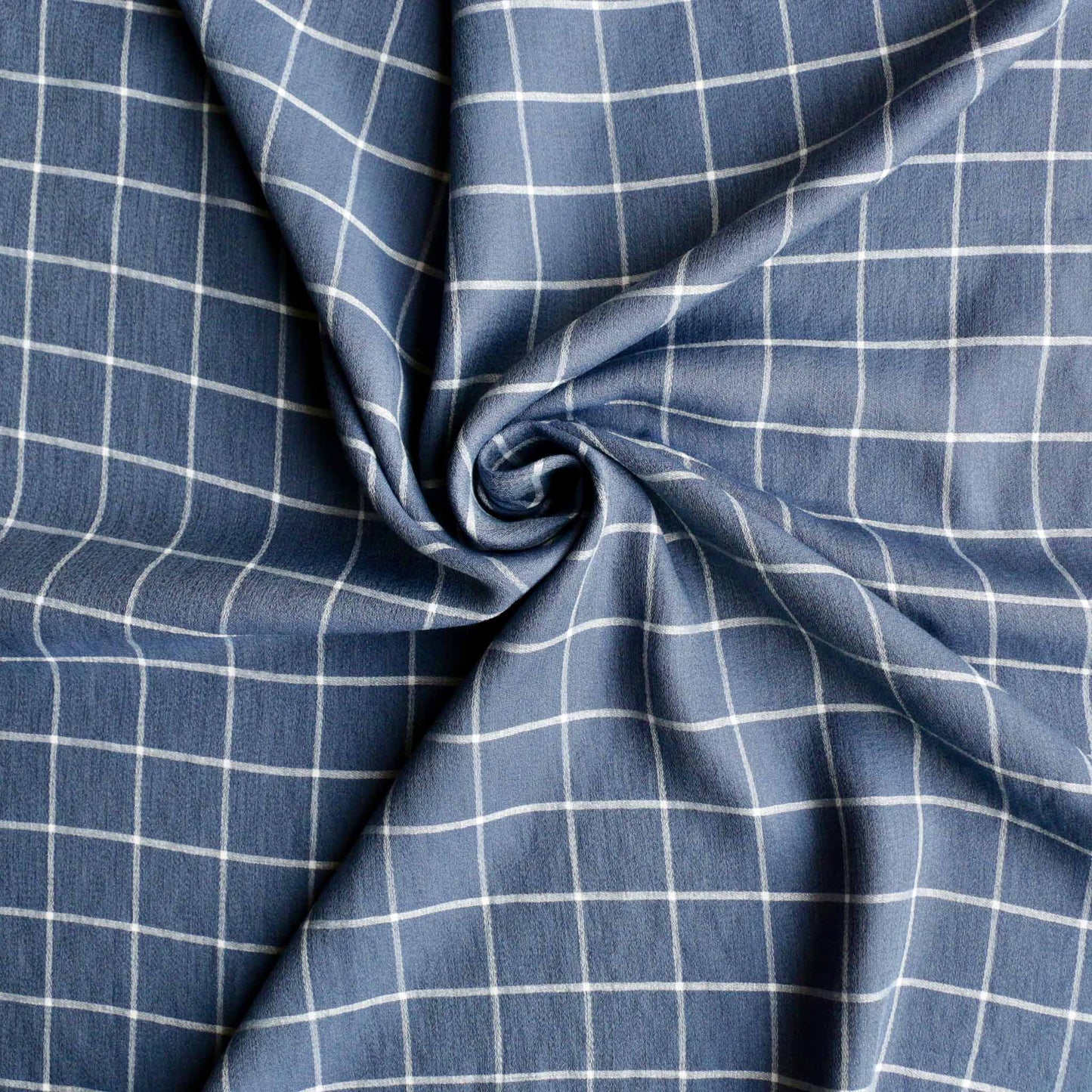 white and blue check pattern viscose rayon voile dressmaking fabric