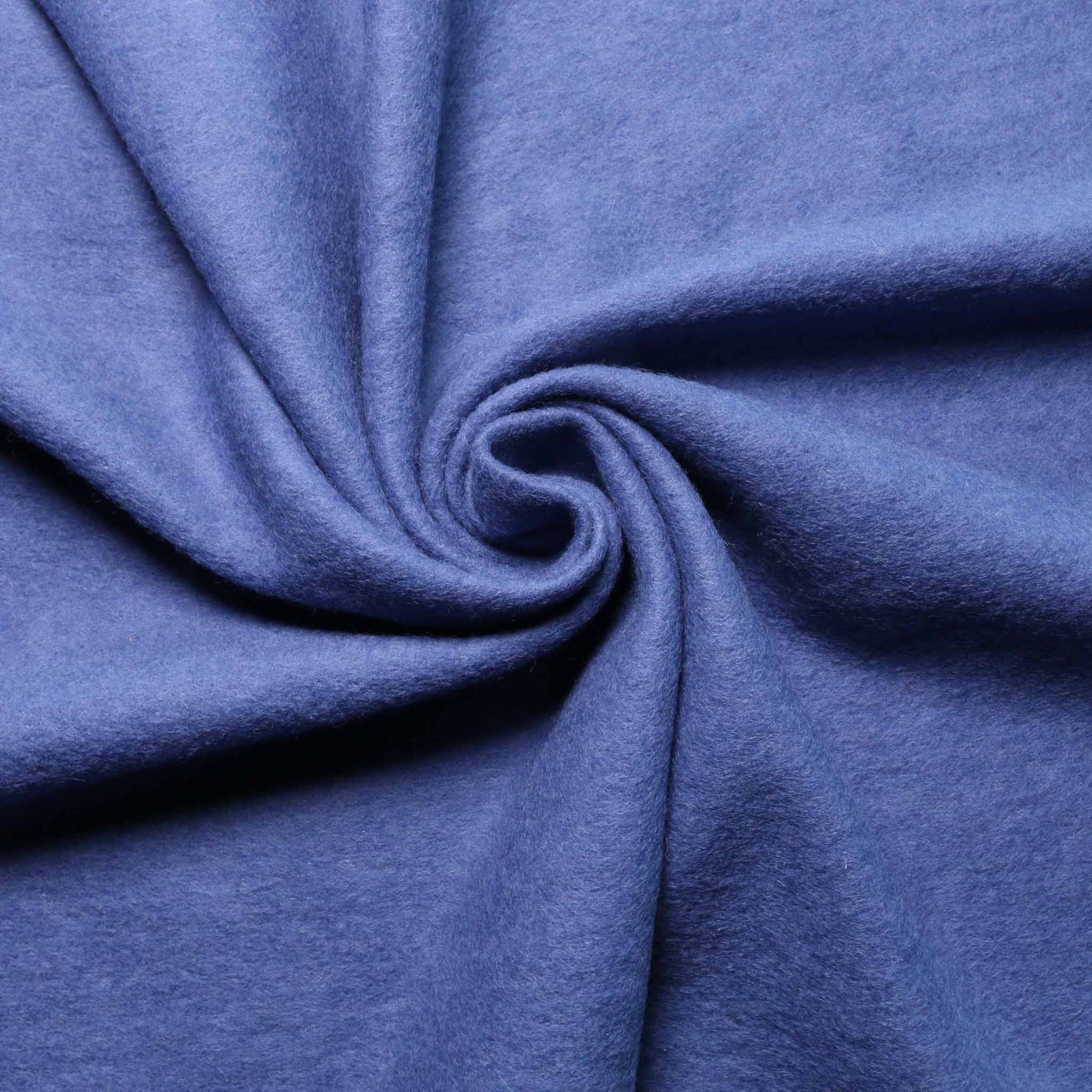 wool jersey flannel fabric for dressmaking in plain blue colour