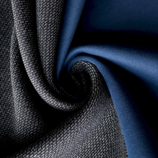 bonded jersey dressmaking fabric black and blue