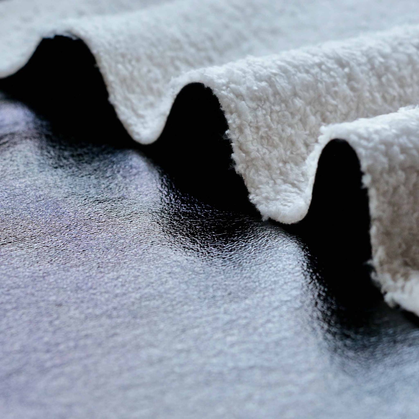 fleece and pvc bonded dressmaking fabric with sherpa fleece backing
