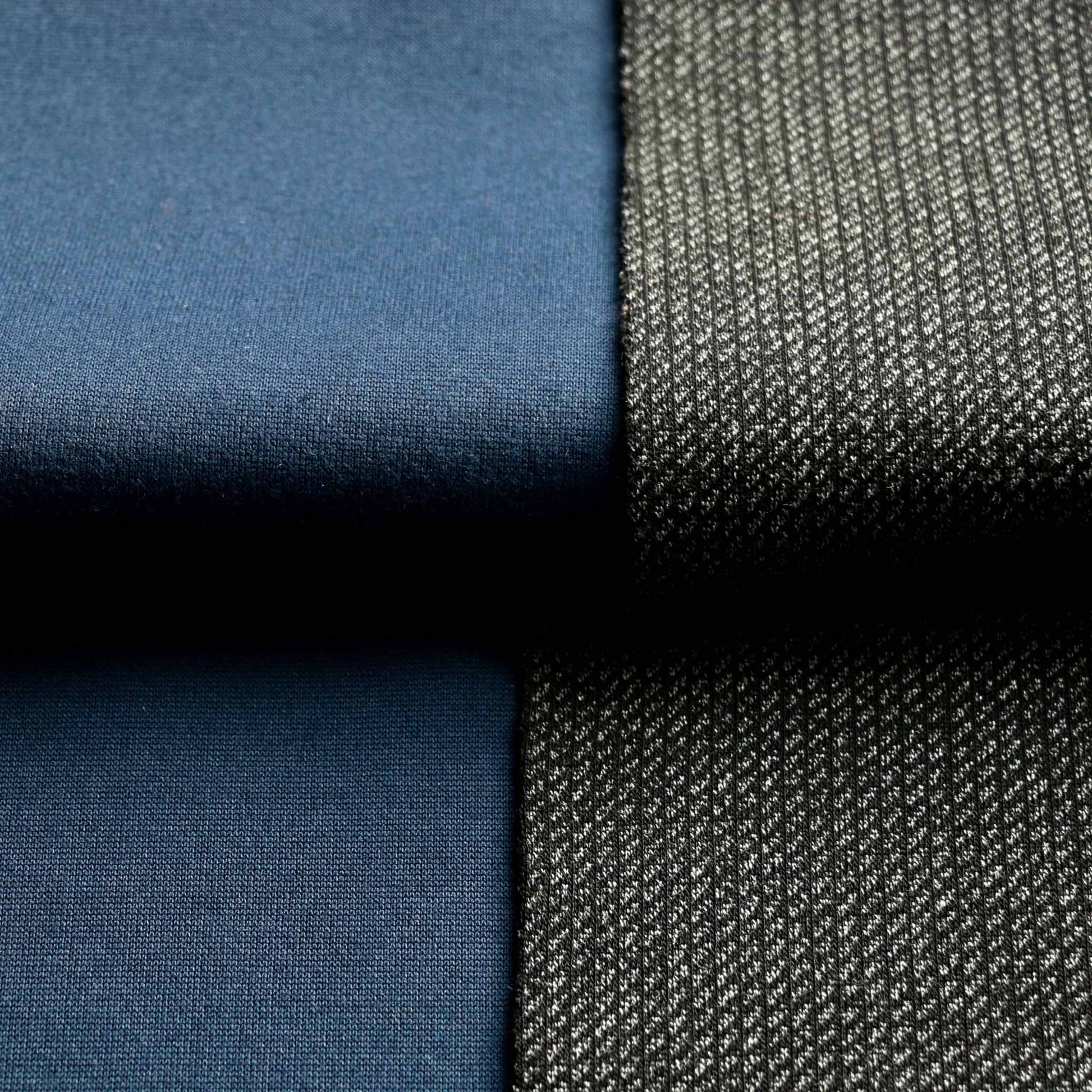 stretchy black and grey bonded wool jersey dressmaking fabric