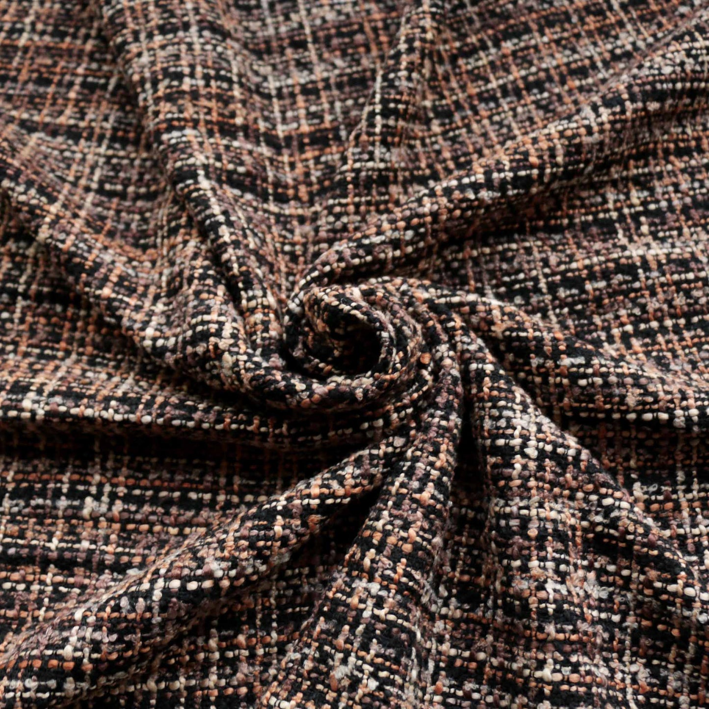brown wool blend basket weave boucle dressmaking fabric