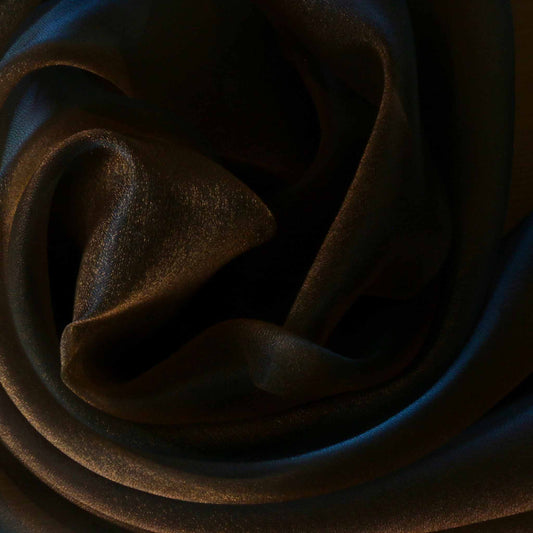 polyester two tone crystal organza dressmaking fabric in brown and blue