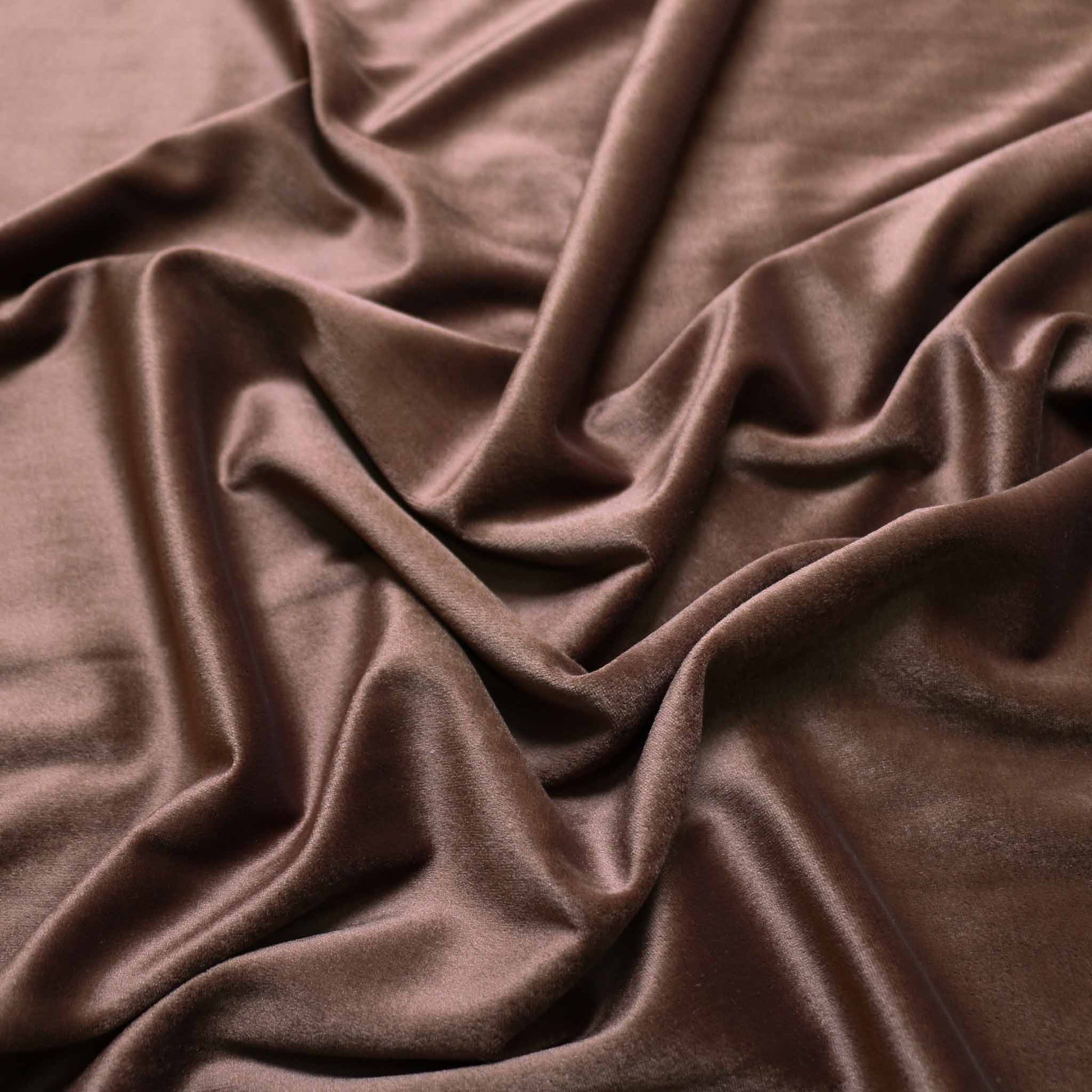 brown cotton blend velour dressmaking fabric 