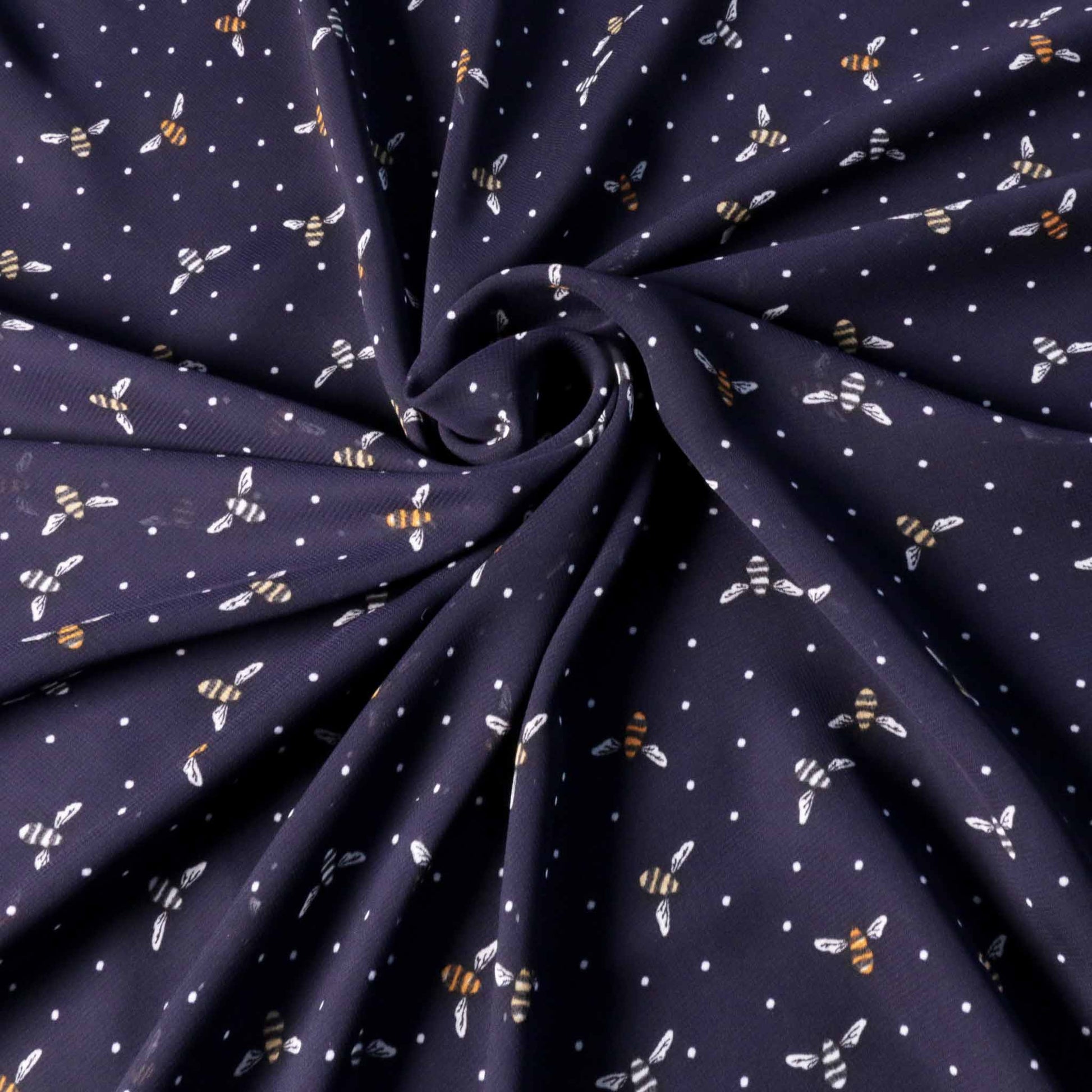 bumble bee dressmaking fabric chiffon polyester in blue