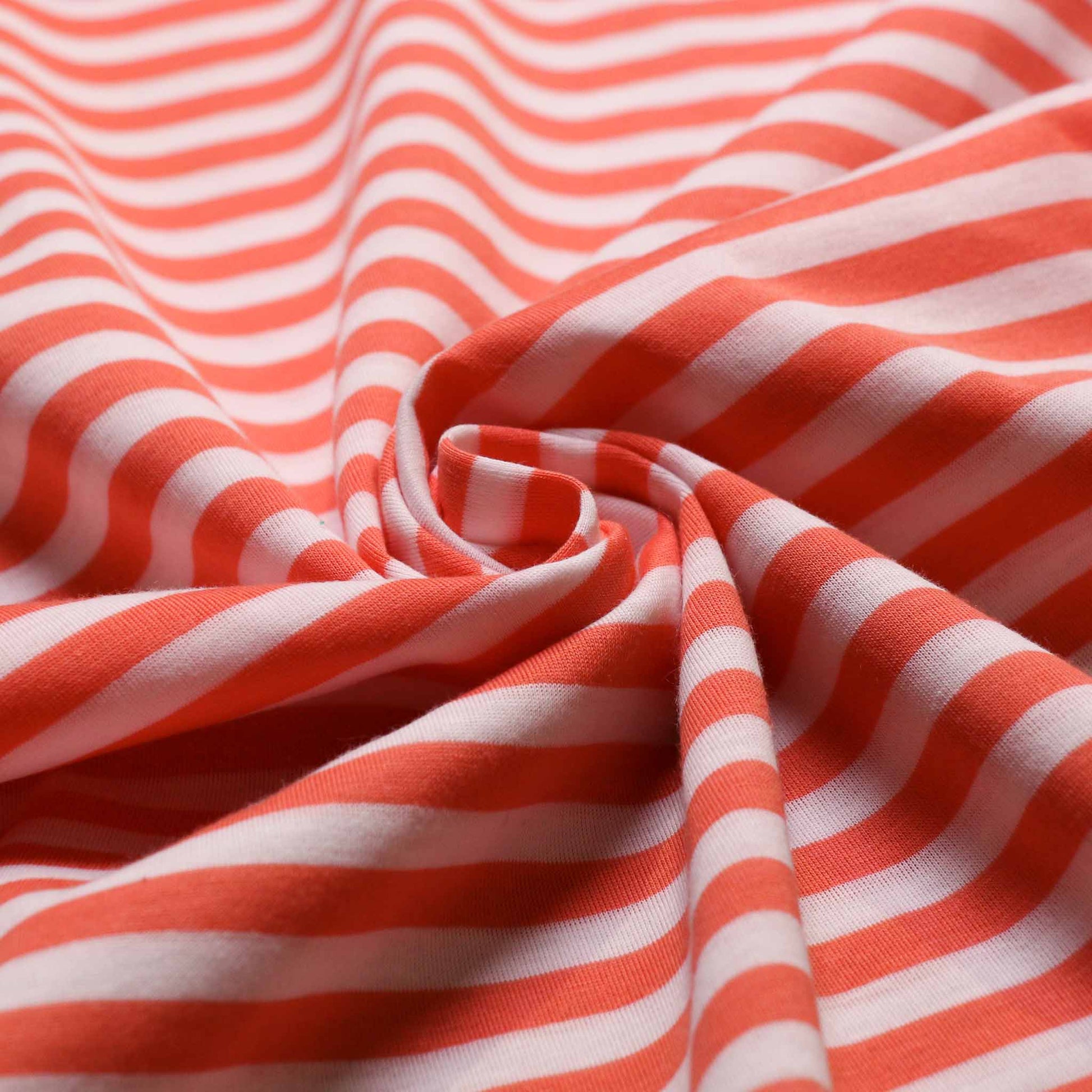 cloth control coral striped orange polycotton dressmaking jersey