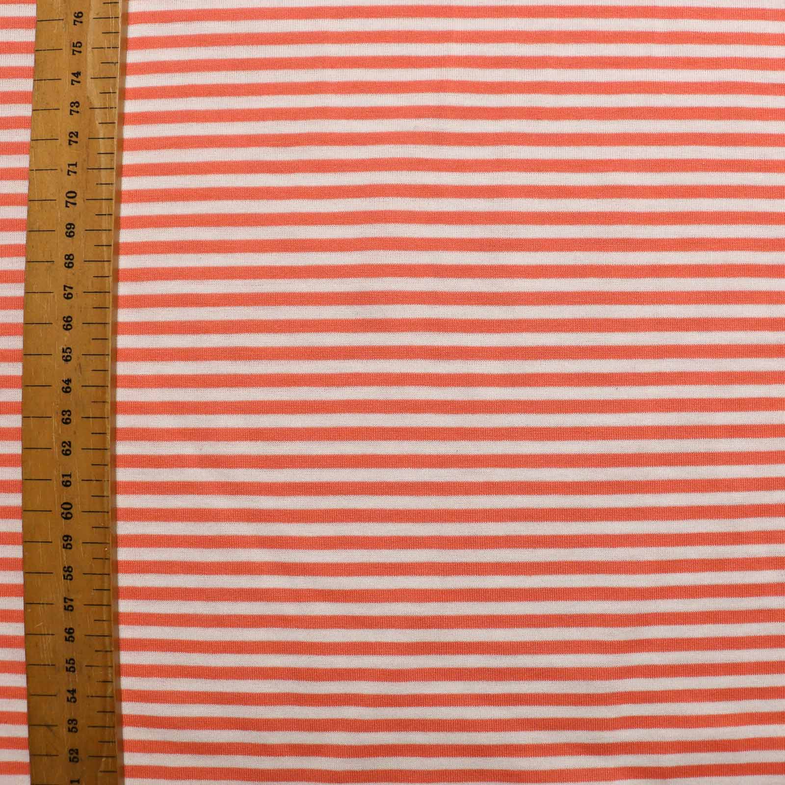 striped polycotton coral coloured jersey fabric from cloth control