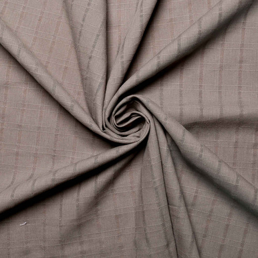 100% cotton voile dress fabric with jacquard stripe in brown