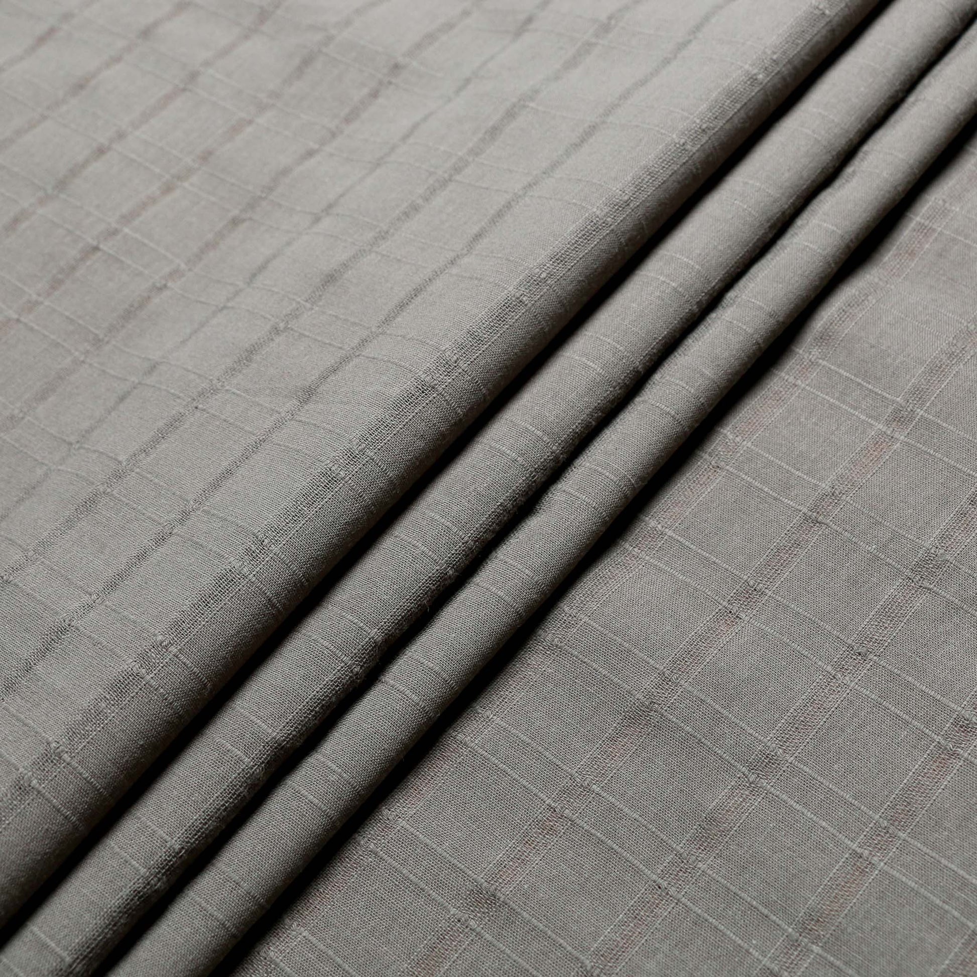 brown cotton dress fabric with jacquard stripe pattern