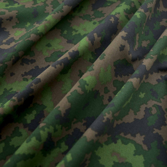 camouflage cotton drill fabric in green with dark pattern