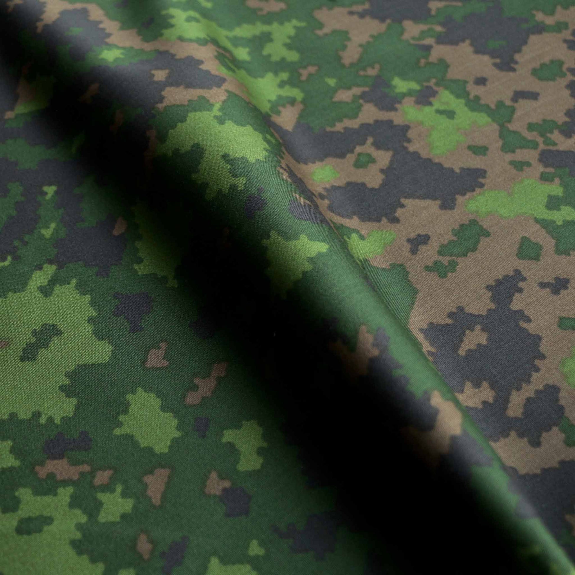 green camouflage cotton drill dressmaking fabric