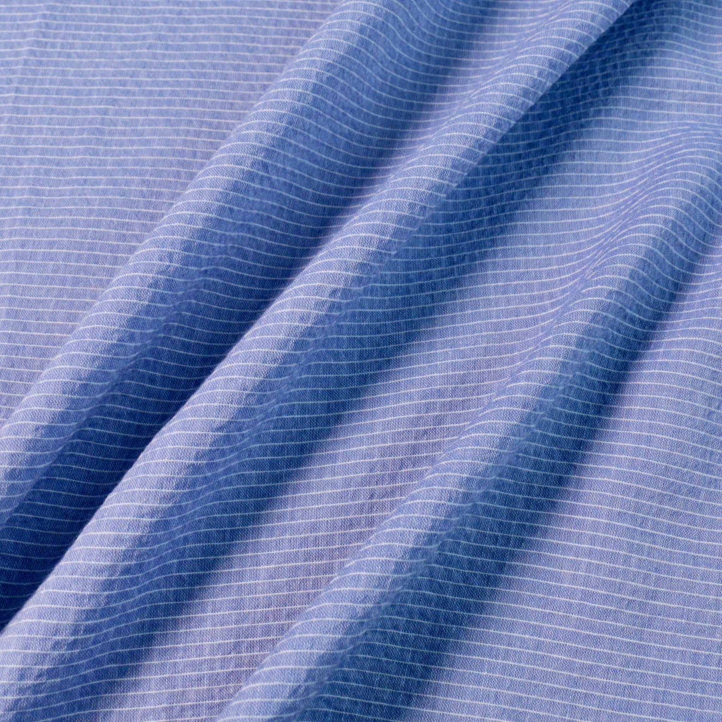 blue striped cotton voile lawn dressmaking fabric with stripe