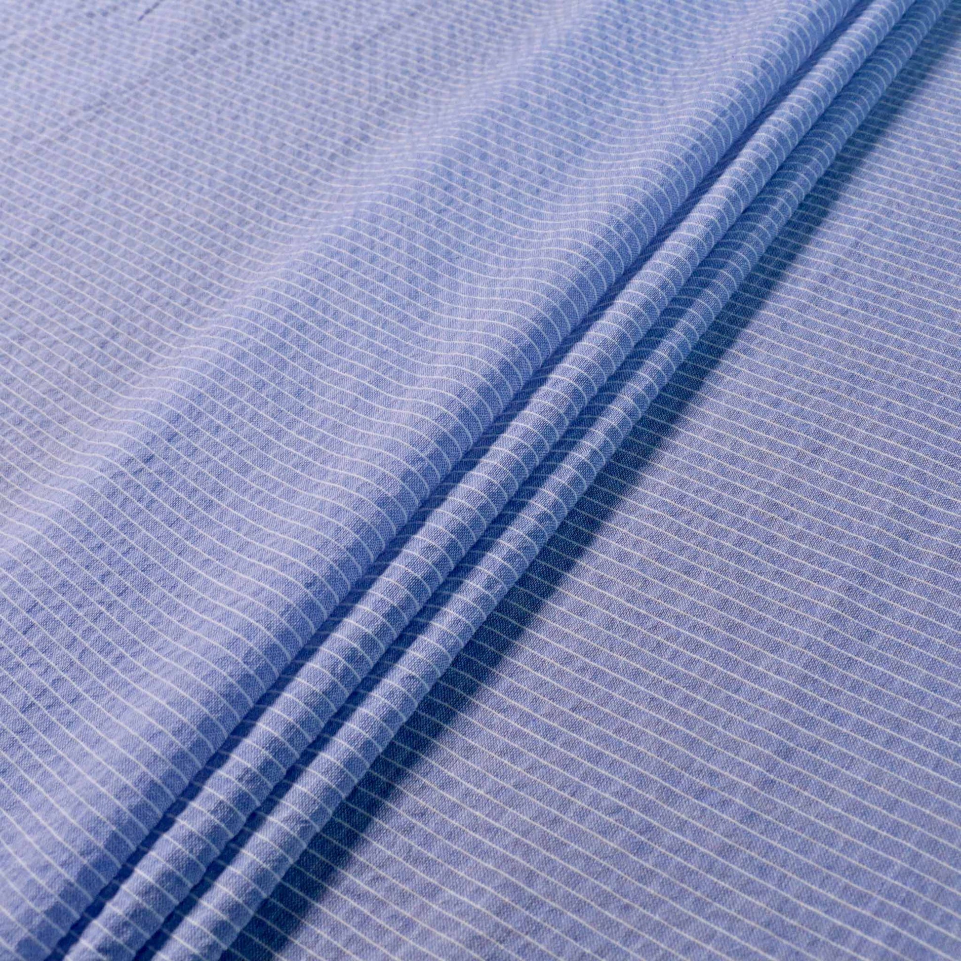 folded cotton voile lawn fabric with white stripe pattern