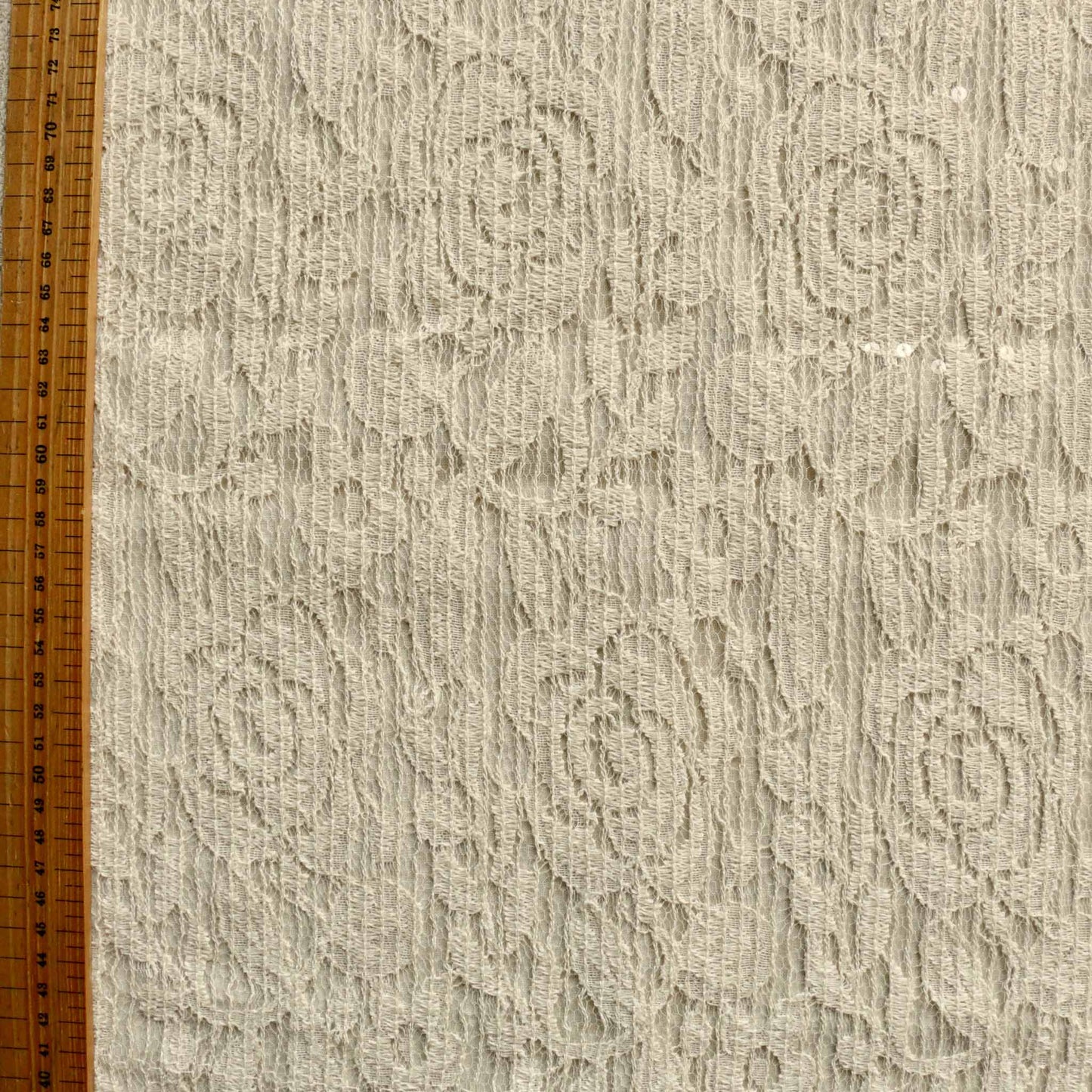 cream embroidery lace with sequins for dressmaking