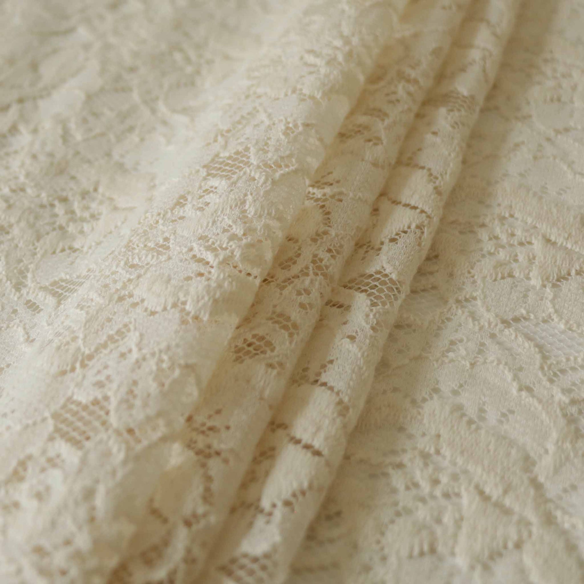 embroidery cream lace dressmaking fabric with floral design