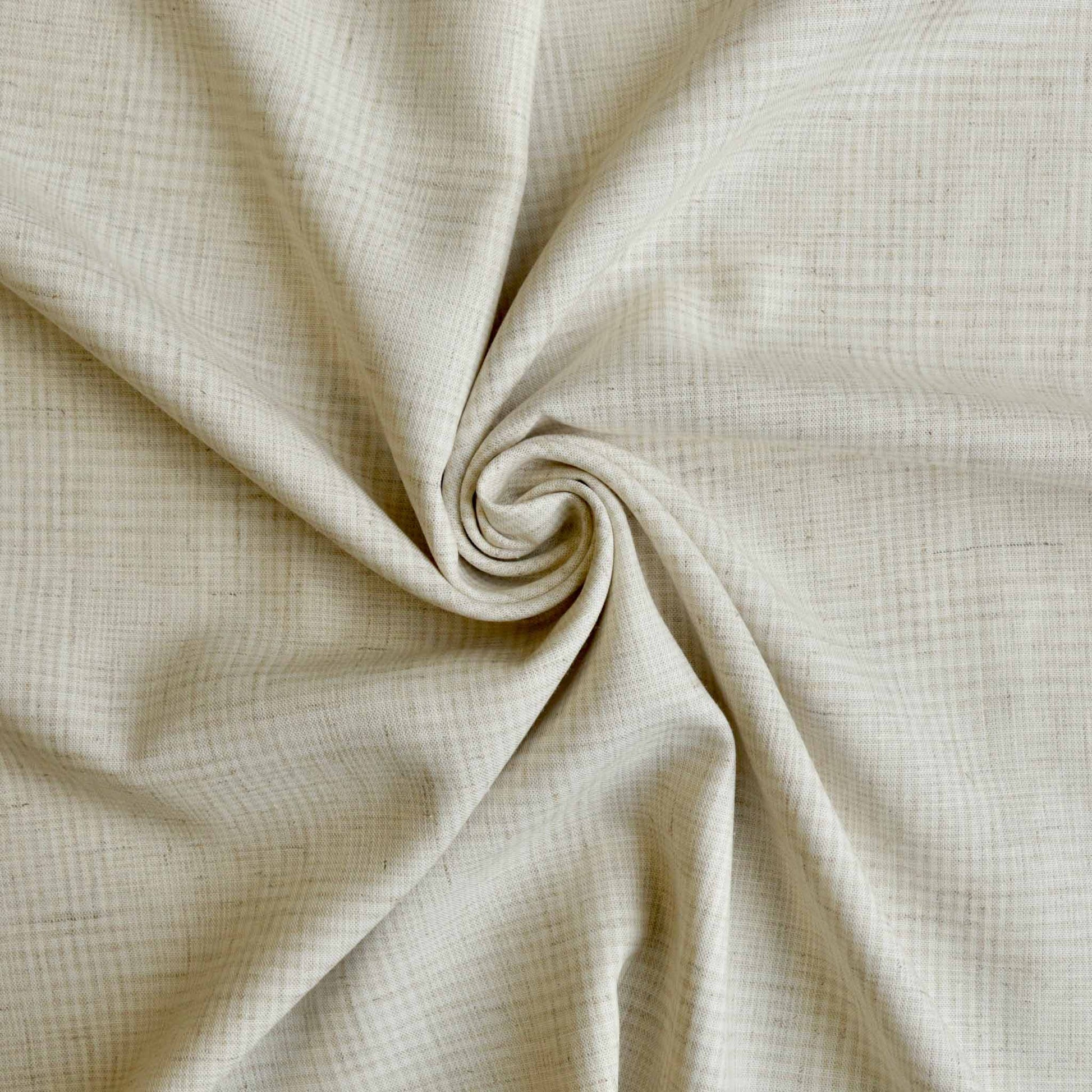 linen viscose check suiting fabric in cream for dressmaking