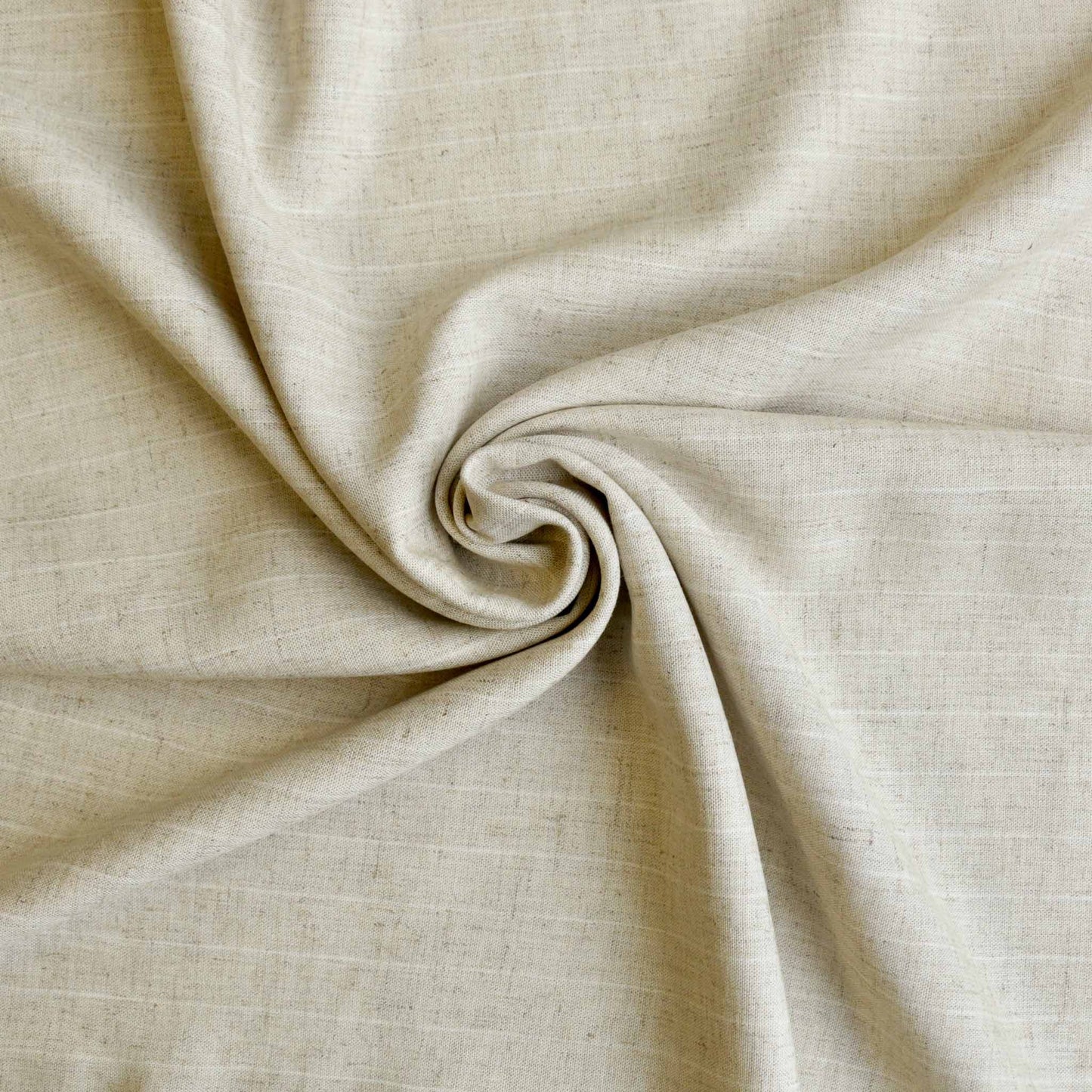 cream linen viscose suiting dressmaking fabric with pale pinstripe design