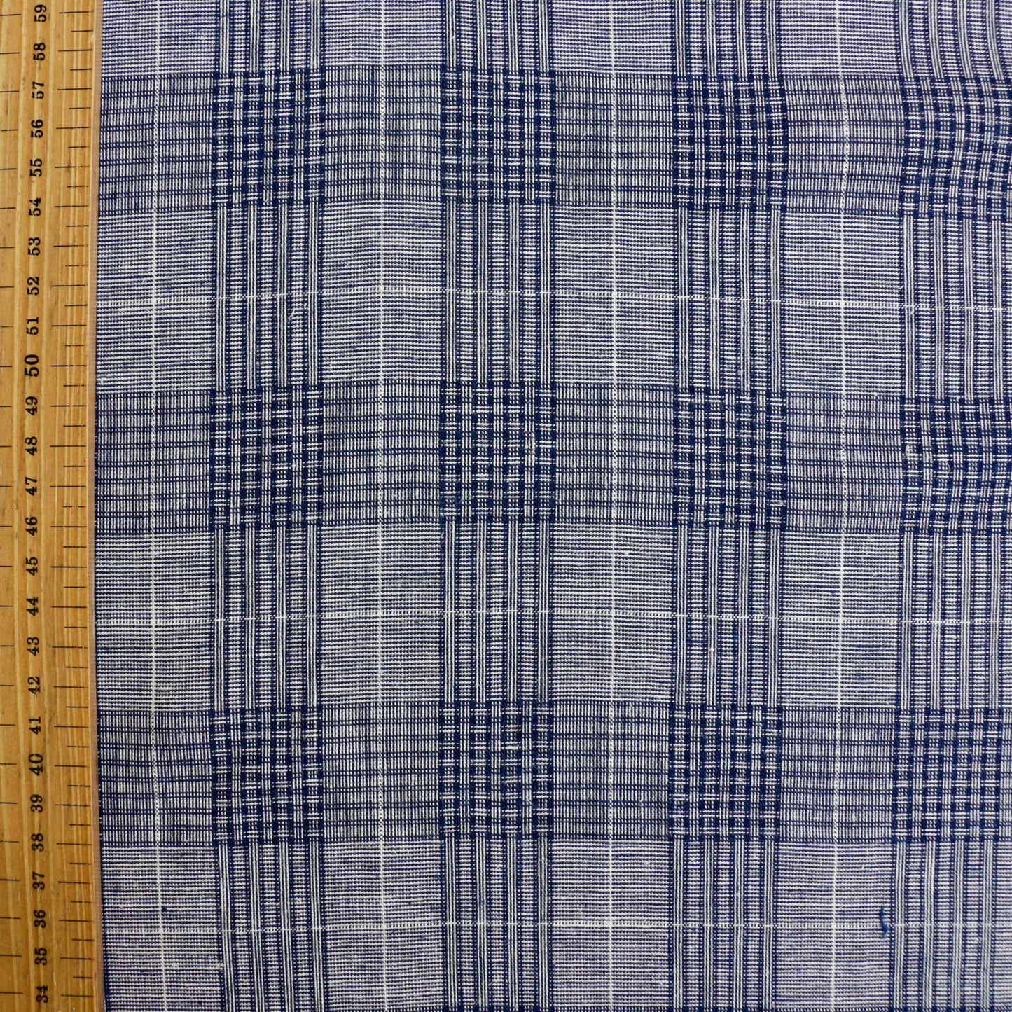 metre check blue denim suiting linen viscose fabric for dressmaking