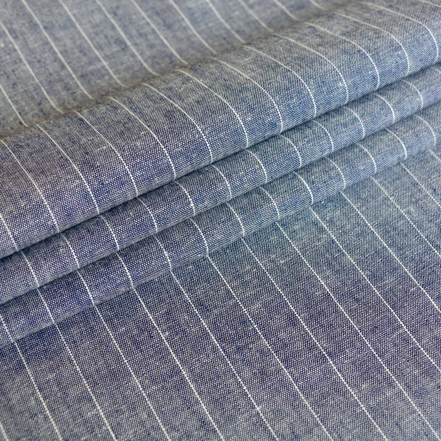 denim blue pinstripe suiting fabric viscose linen for dressmaking