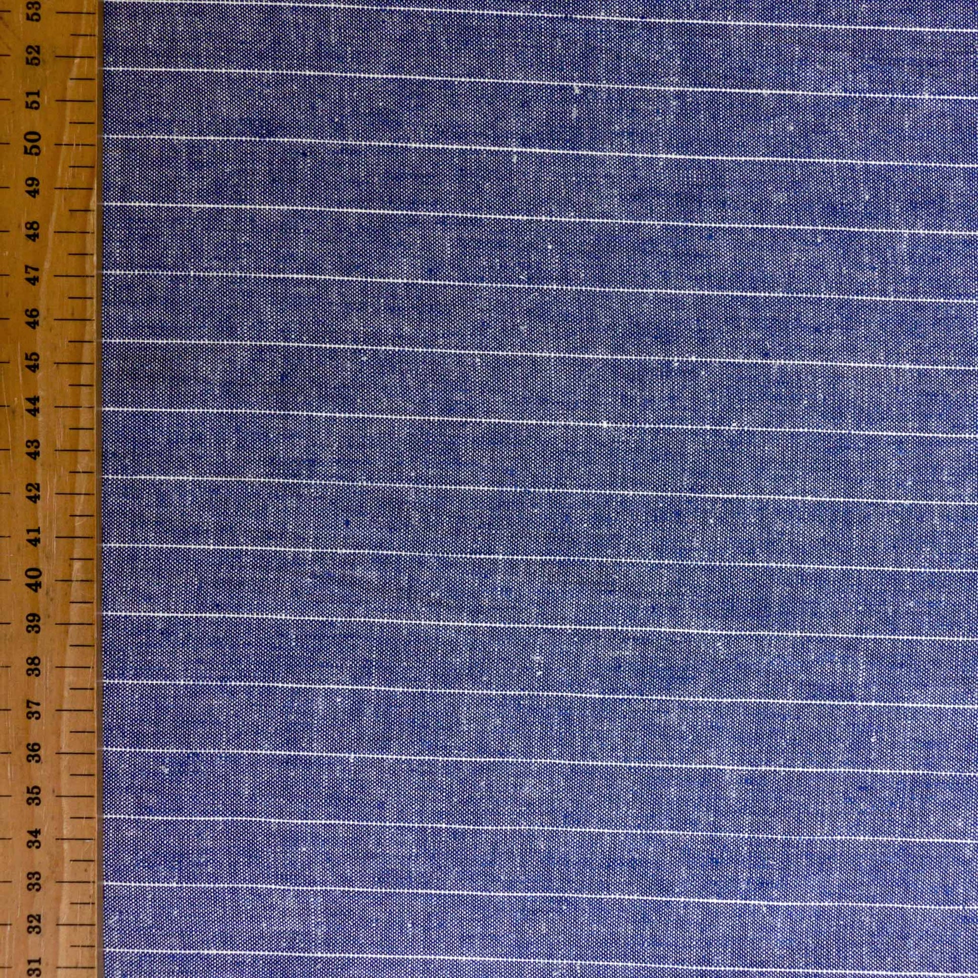 metre denim blue viscose linen suiting dressmaking fabric with pinstripe pattern